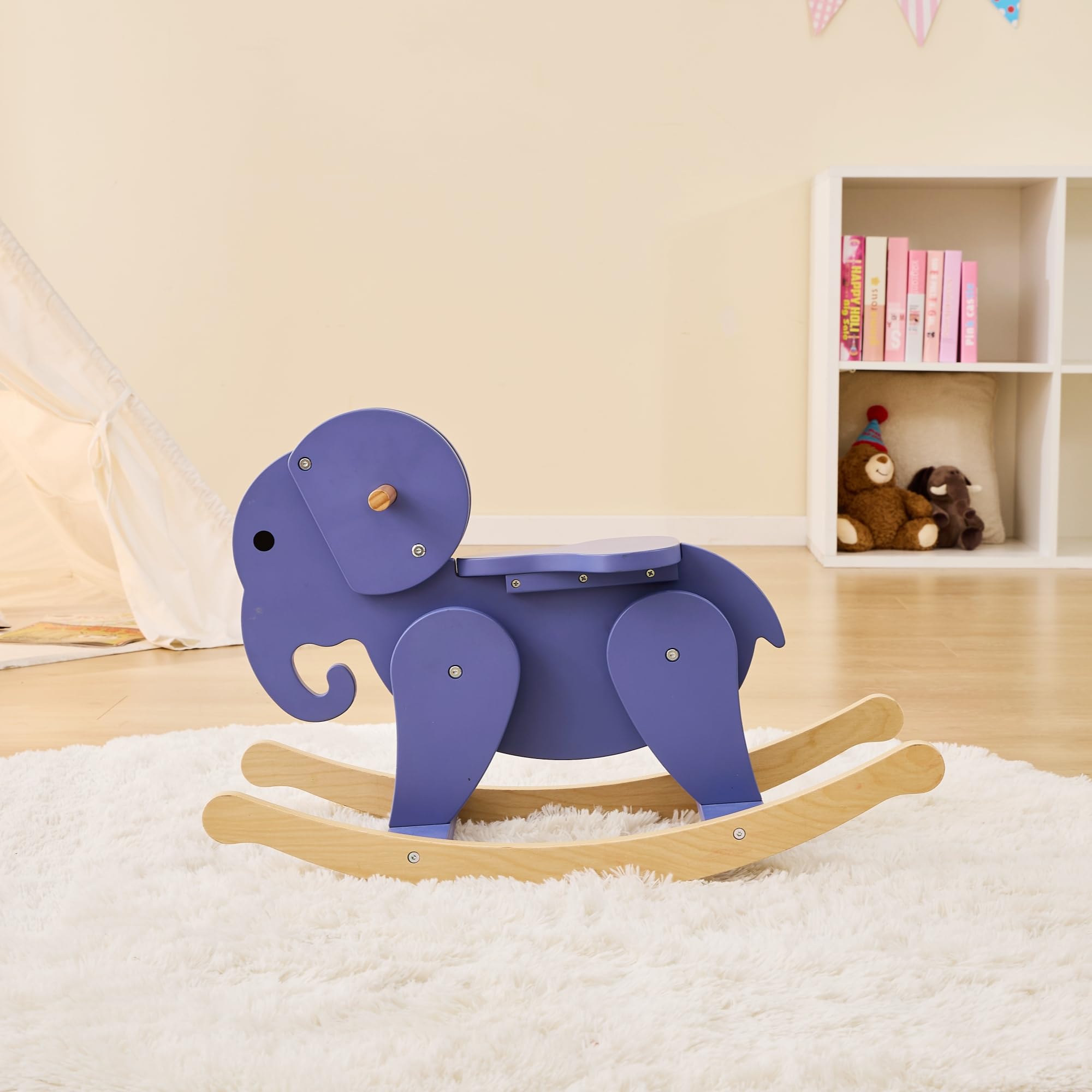 Wooden Rocking Horse for Toddler 1-3 Year Old, Baby Wood Ride-on Toys, Boys & Girls Rocking Animal for Birthday