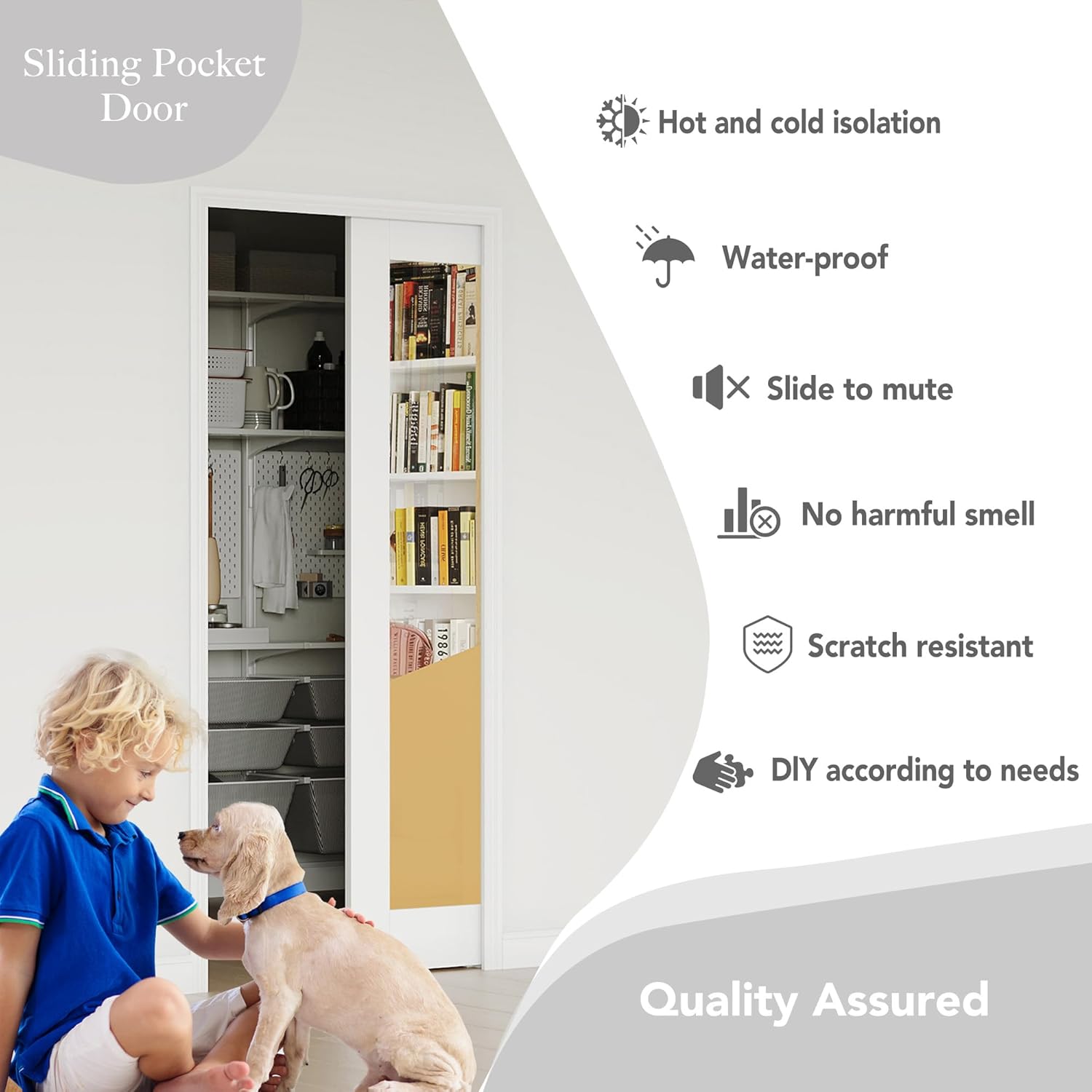 Sliding Pocket Door, 30 in. x 80 in., 1-Lite Mirror Sliding Pocket Doors with Frame and Hardware Kit Set, White Primed - No Panel Assembly Required