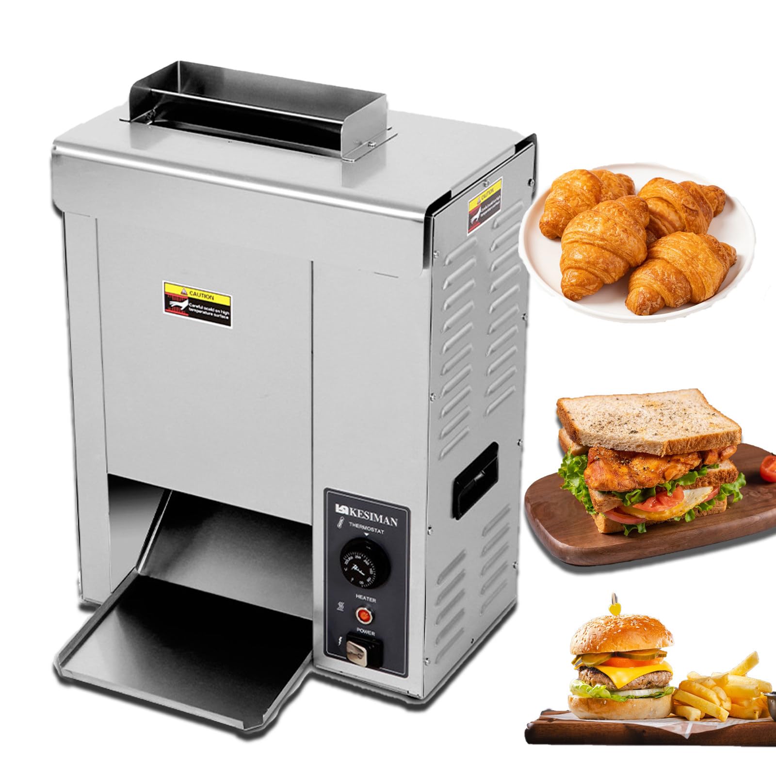 Pionowy Toster Komercyjny Ze Stali Nierdzewnej 304, Automatyczny Toster Do Bułek Hamburgerowych Z Regulowaną Grubością, Pionowy Toster Do Bułek Kanapkowych I Burgerowych O Mocy 2000 W