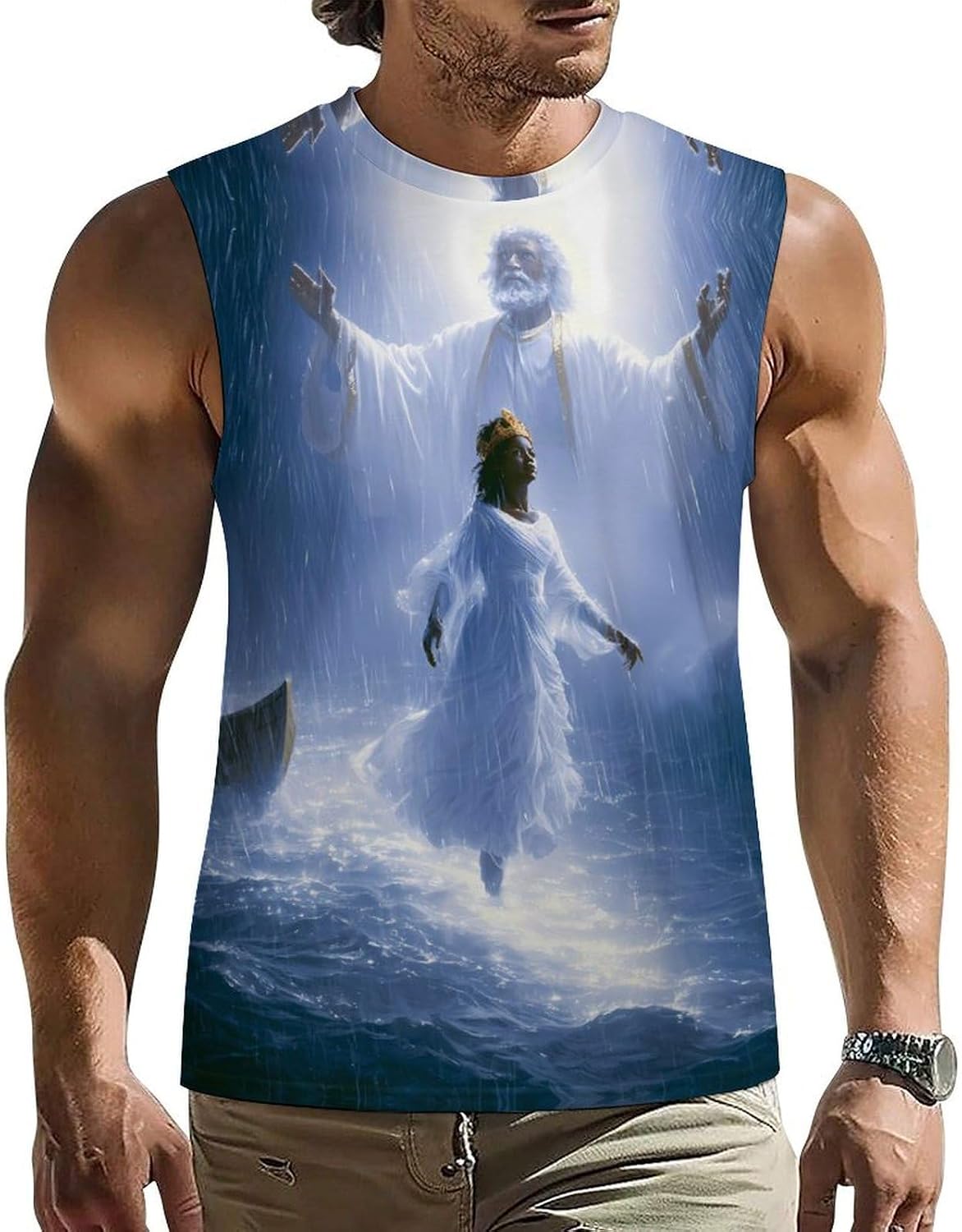 Divine Figure and Woman Men Summer Sleeveless Crew Neck Top 5XL