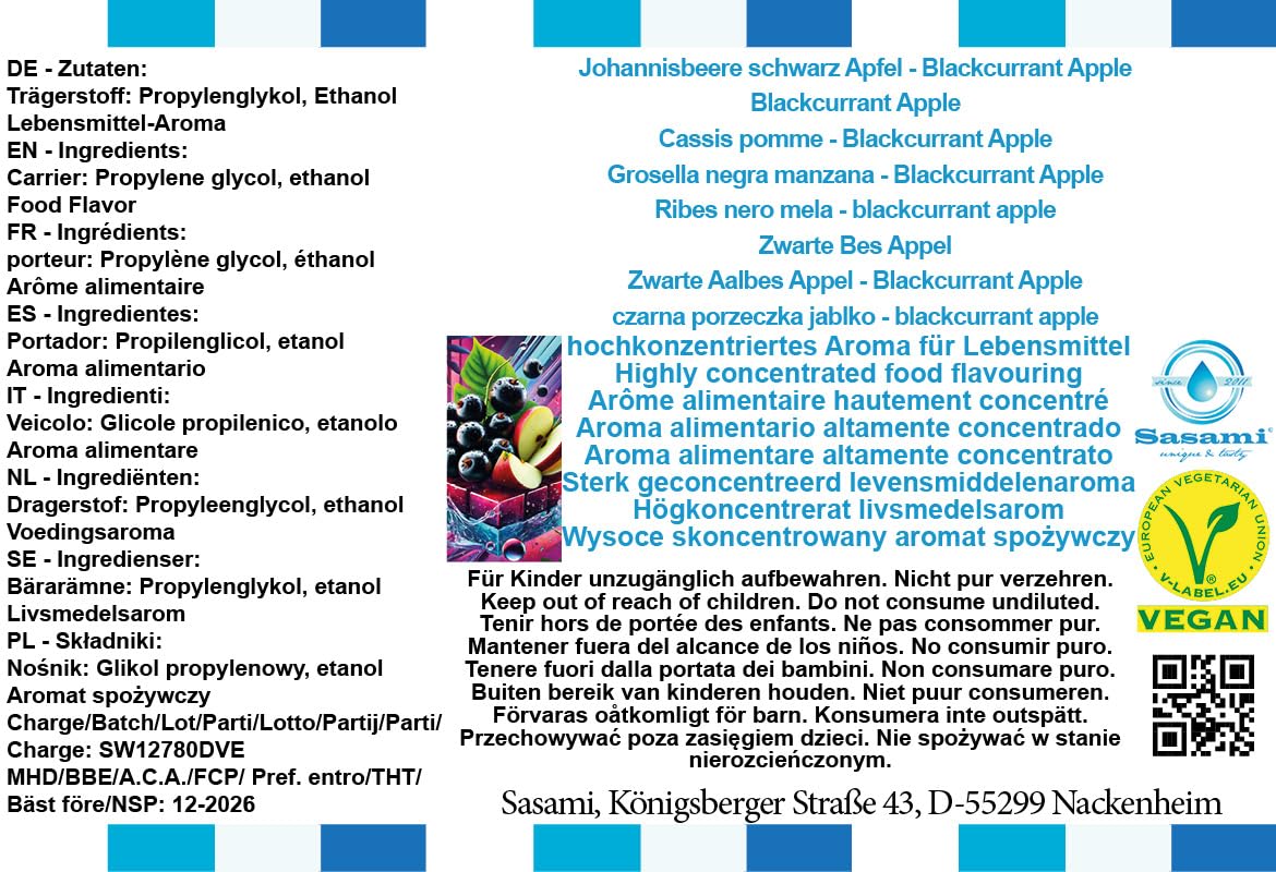 Grosella negra manzana - Blackcurrant Apple aroma - Sasami Konzent - 100ml