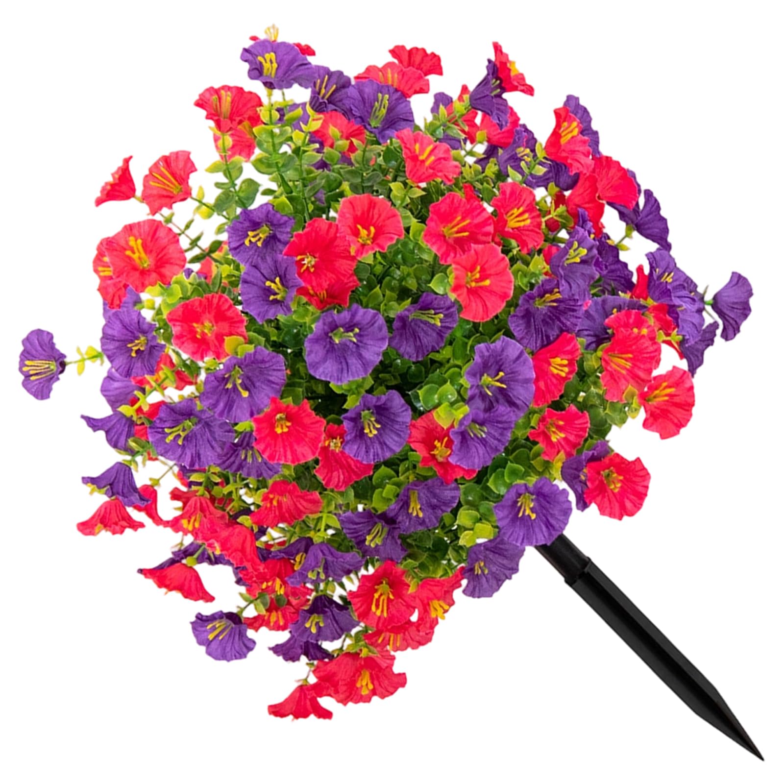Msioytog Artificial Morning Glory Plant with Ground Stake Weather Resistant Realistic Flower for Garden Patio Front Porch Fraudulent Morningglory Flower with Stake