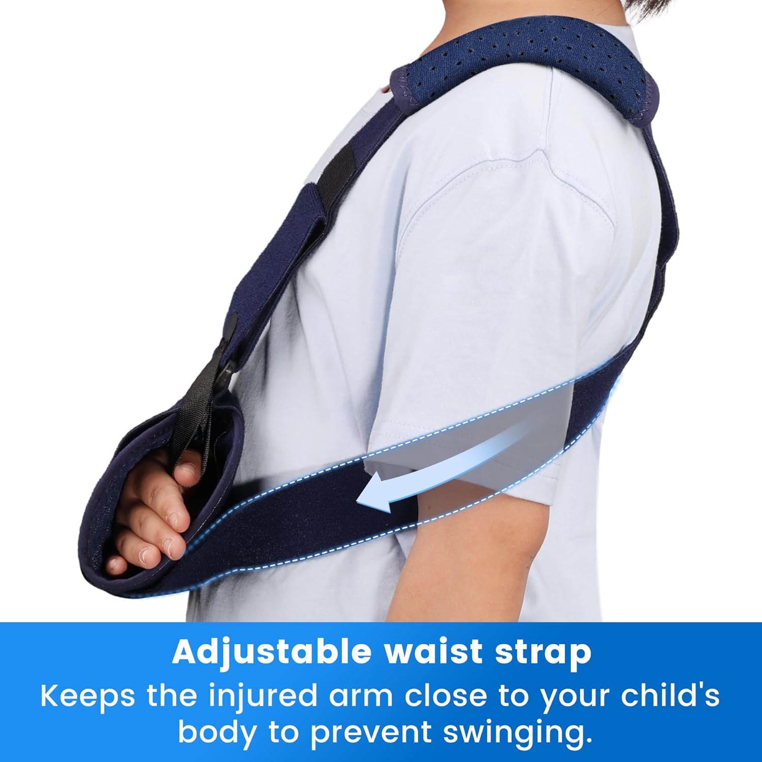 Velpeau Kids Arm Sling Shoulder Immobilizer with Waist Strap, Ventilated & Breathable Design, Arm Support Brace for Children, Boys, Girls (Kids Mesh Version-Right Hand, X-Small) - Image 4