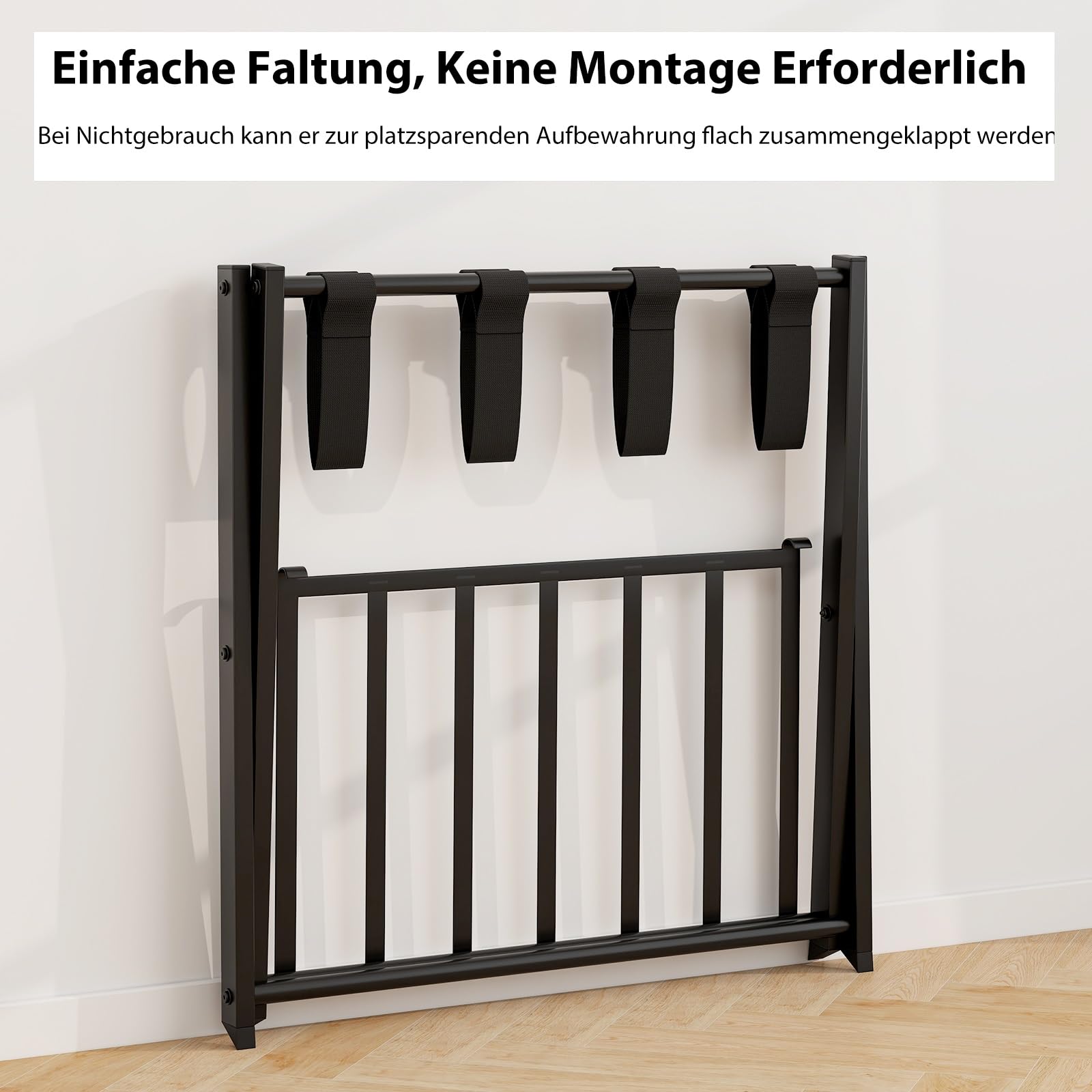GIANTEX Kofferständer Klappbar, 2er Set, 2-Stöckige Kofferablage Metall, Gepäckablage Gepäckständer Hotel Gästezimmer, Kofferbock Klappbar Platzsparend, Schwarz, 68x 45 x 57 cm