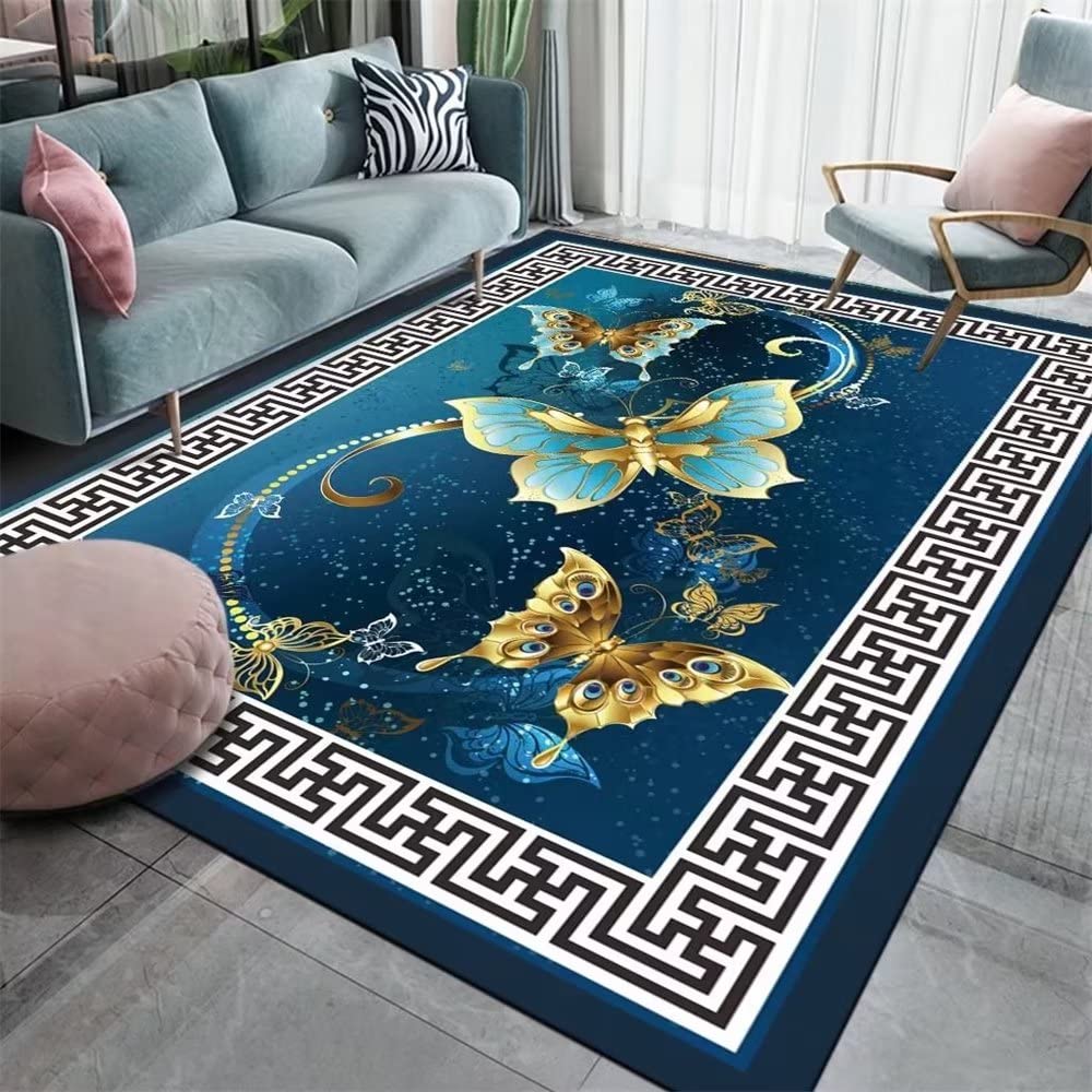 Alfombra gamer diseño de mariposa azul grande alfombra acolchada decorativa anticaída