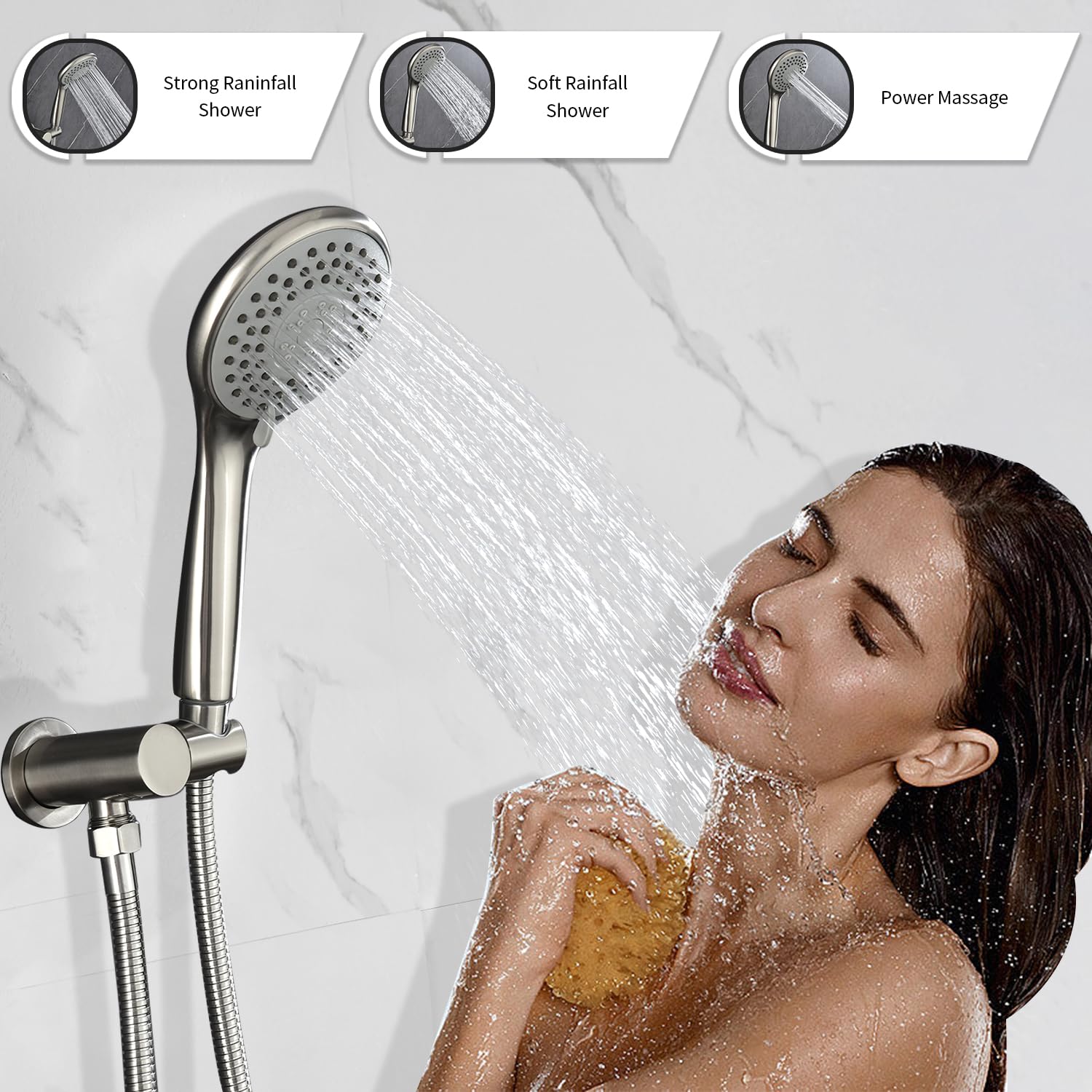 INAGE Round Shower System with Handheld Shower and Rain Shower Faucet ... - Year-Round Shower Systems For Utility Kitchens