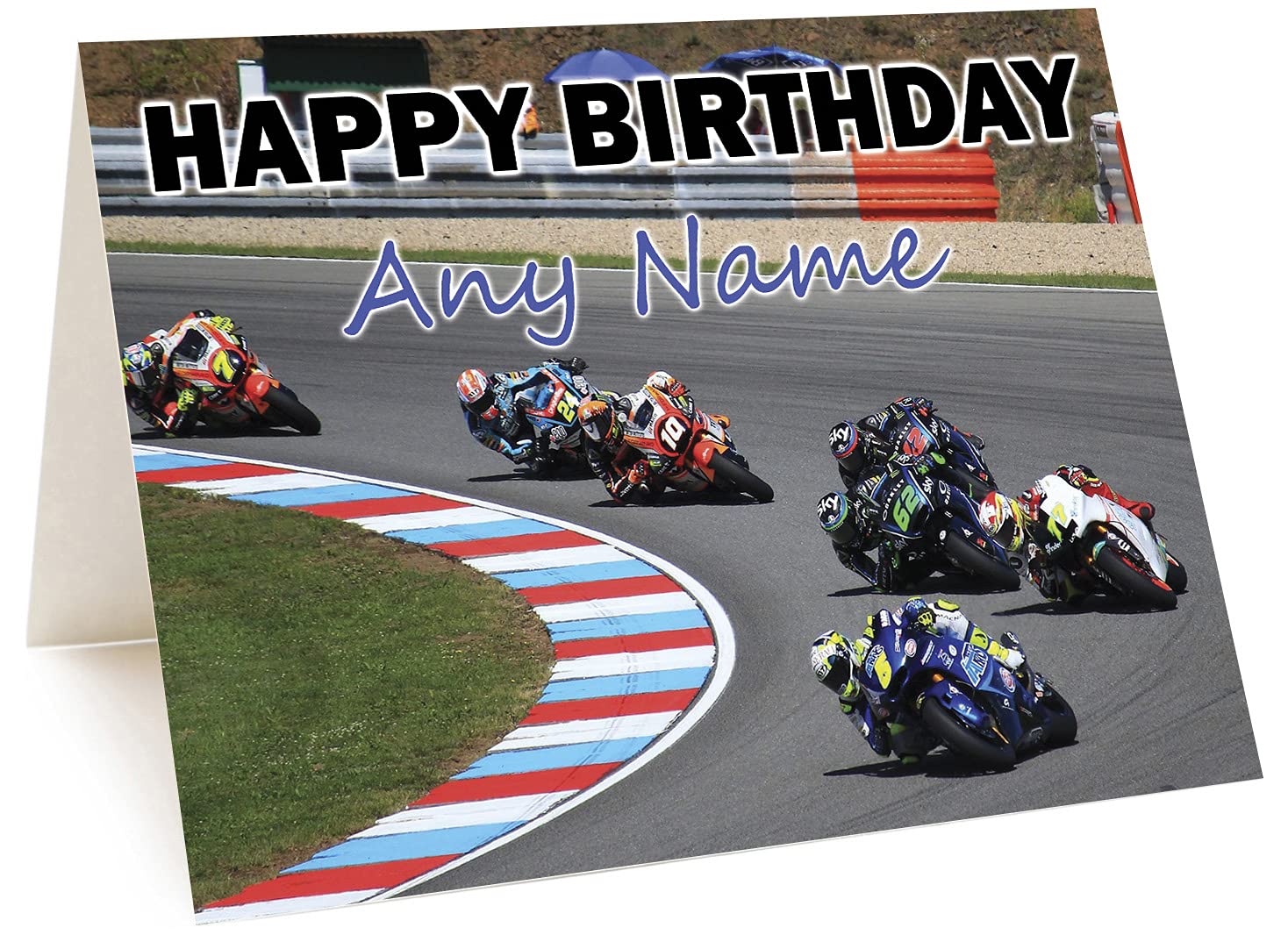 AK Giftshop Motorbike Motogp Moto Gp Birthday Greeting Personalised Card - Any Name