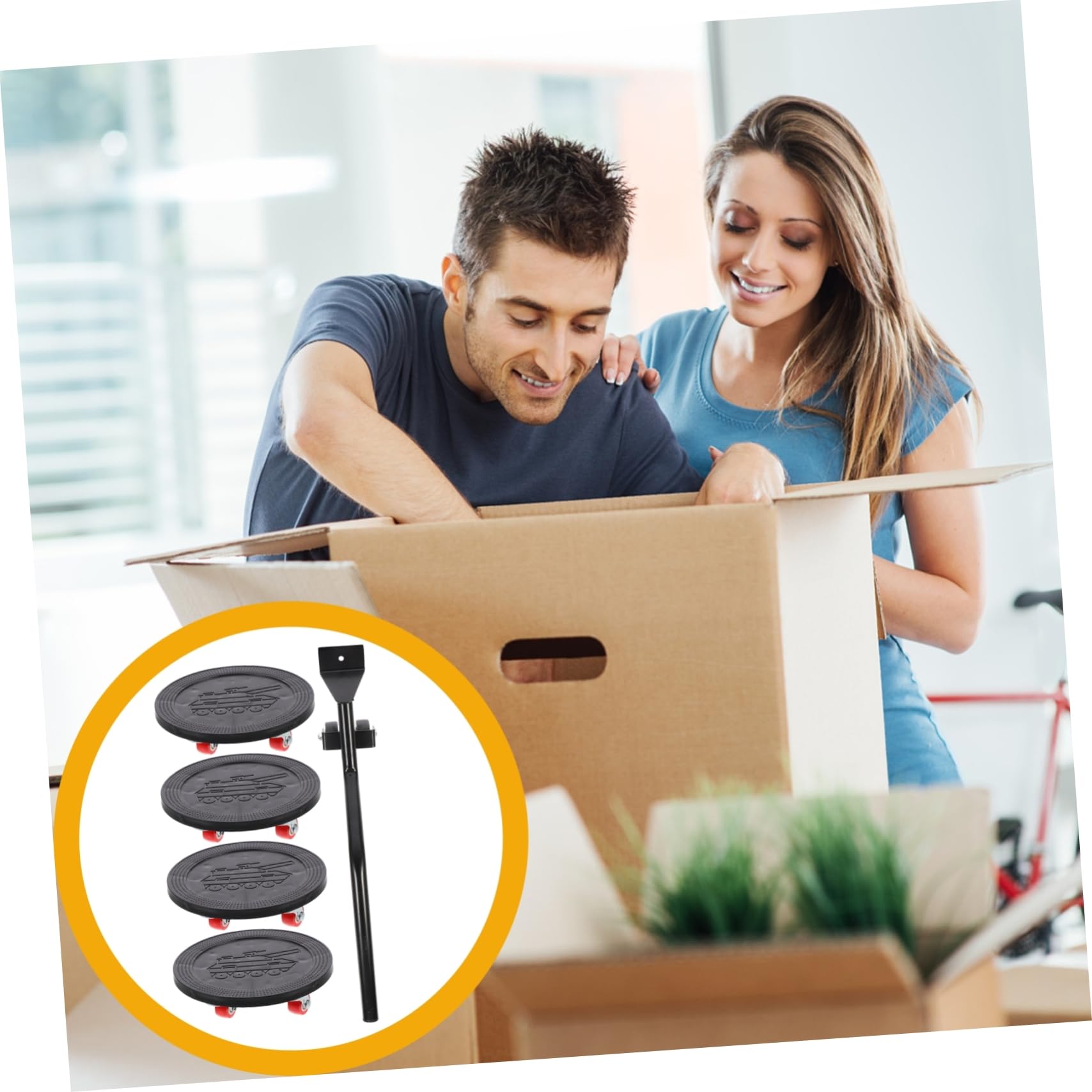 Basi per Spostare Mobili, Set 1 Pezzo, Portata 1000kg | Ferro Abs Gomma, Nero, Utensile per Trasloco Domestico, Sollevamento e Movimentazione di Carichi