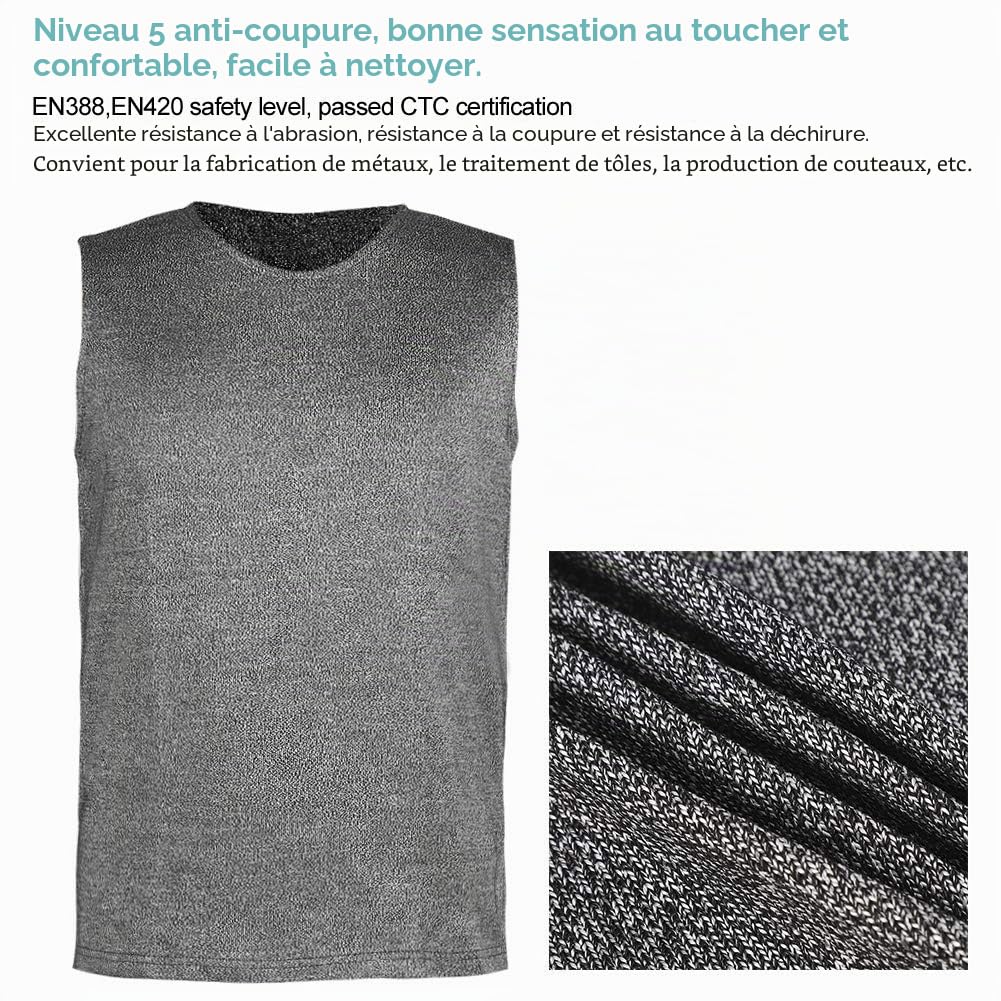 Gilet Protection Niveau 5 Résistant Aux Coupures - Col Rond Robuste Et Résistant Aux Couteaux - Équipement Protection Pour Différents Scénarios (XL)