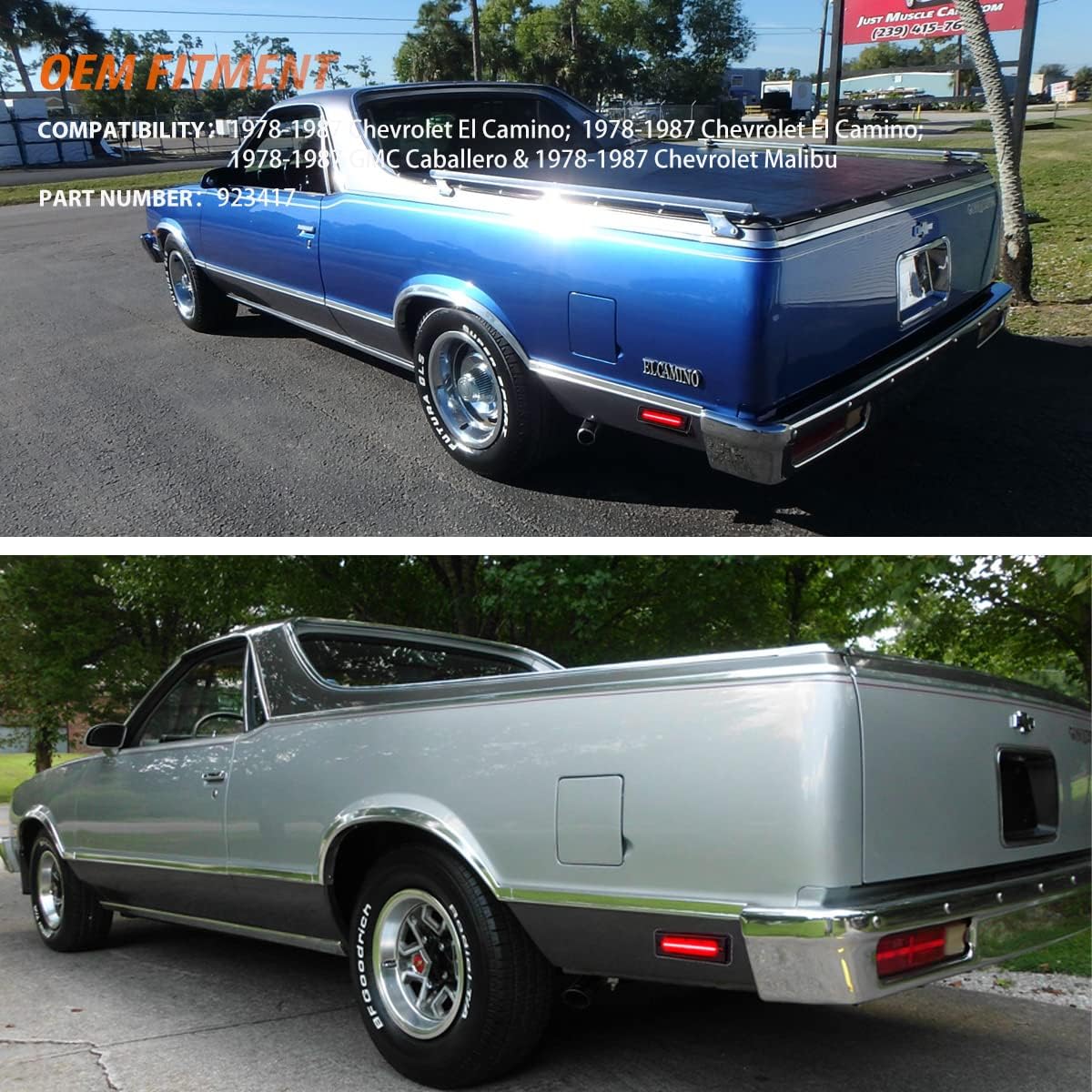 ADIIL Red Lens Red LED Rear Bumper Side Marker Lights Compatible With 1978-1987 Chevrolet El Camino GMC Caballero, Replace OEM Rear Sidemarker Lamps