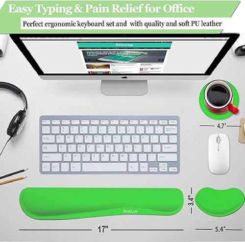Vista 23 de BamLue - Reposamuñecas para teclado, juego de almohadillas de espuma viscoelástica para facilitar la escritura y el alivio del dolor para laptop