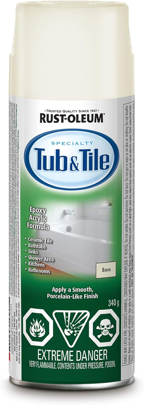 RustOleum Specialty Tub & Tile Spray Paint in Bone, 340g, Spray Paint