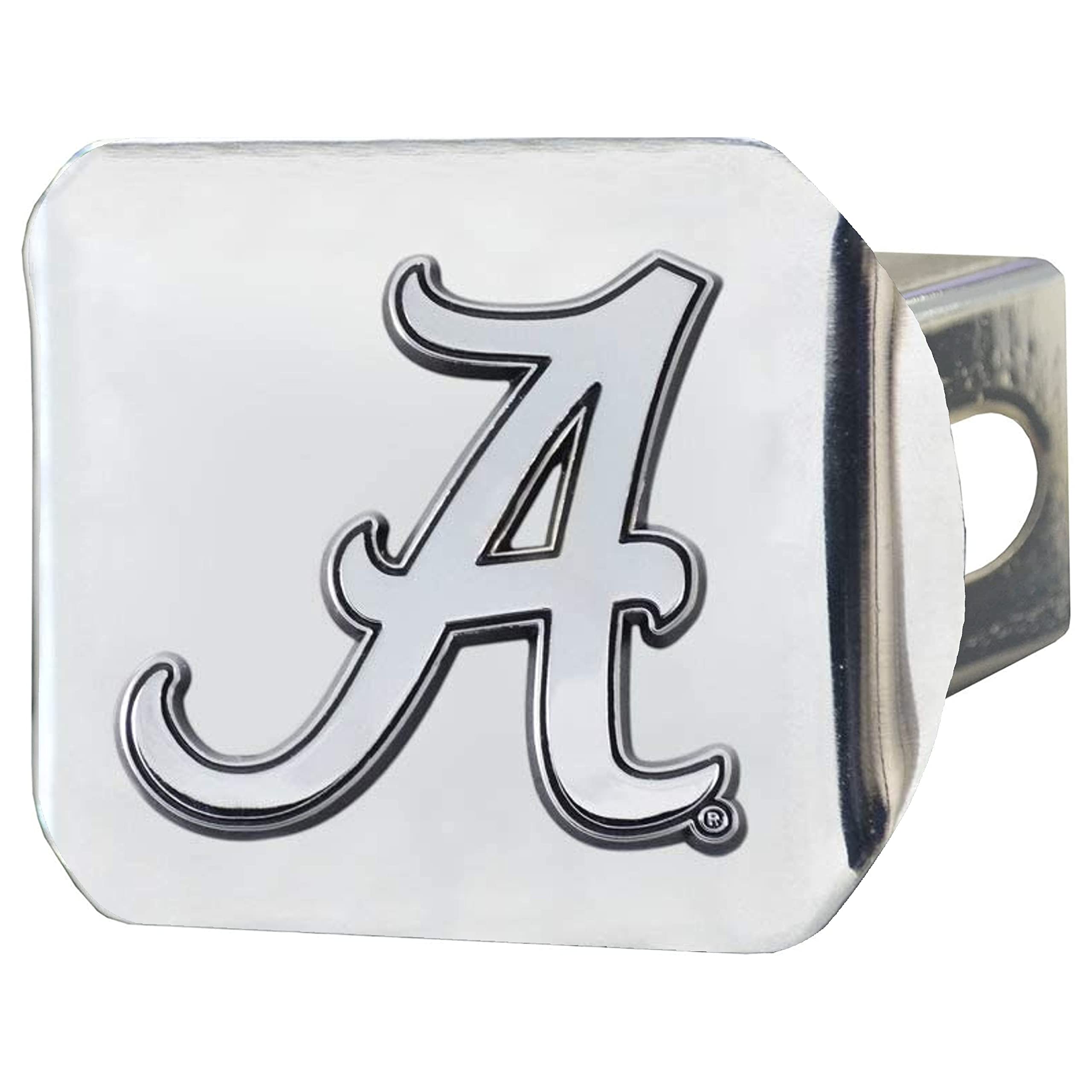University of Alabama NCAA Chrome Metal Hitch Cover by FANMATS - Unique 3D Chrome Team Logo Molded Design – Easy Installation on Truck, SUV, Car or