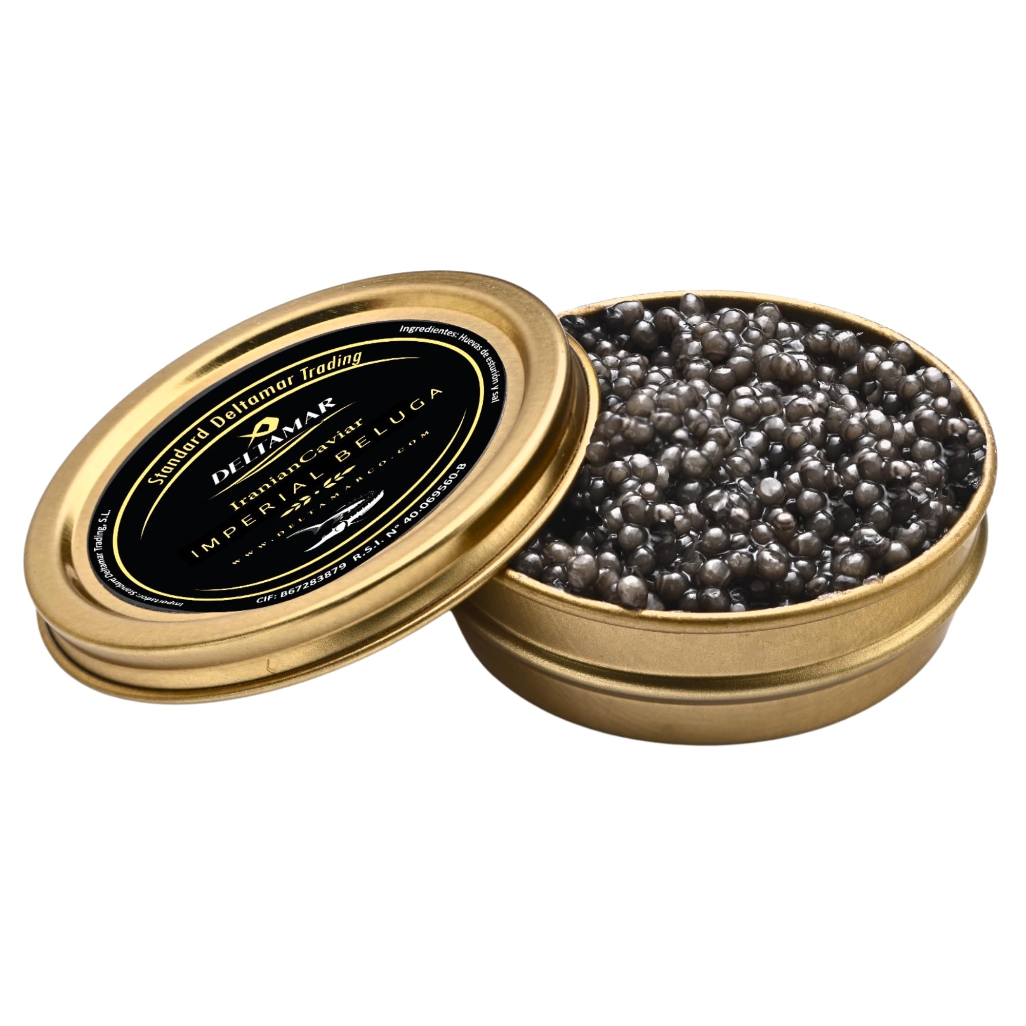 Imperial Caviar 50g - Black Beluga Kaviar - Sturgeon Huso Huso Orginial Beluga Imperial Caviar - Premium Quality Siberian & Authentic Deltamar Caviar CITES Certified