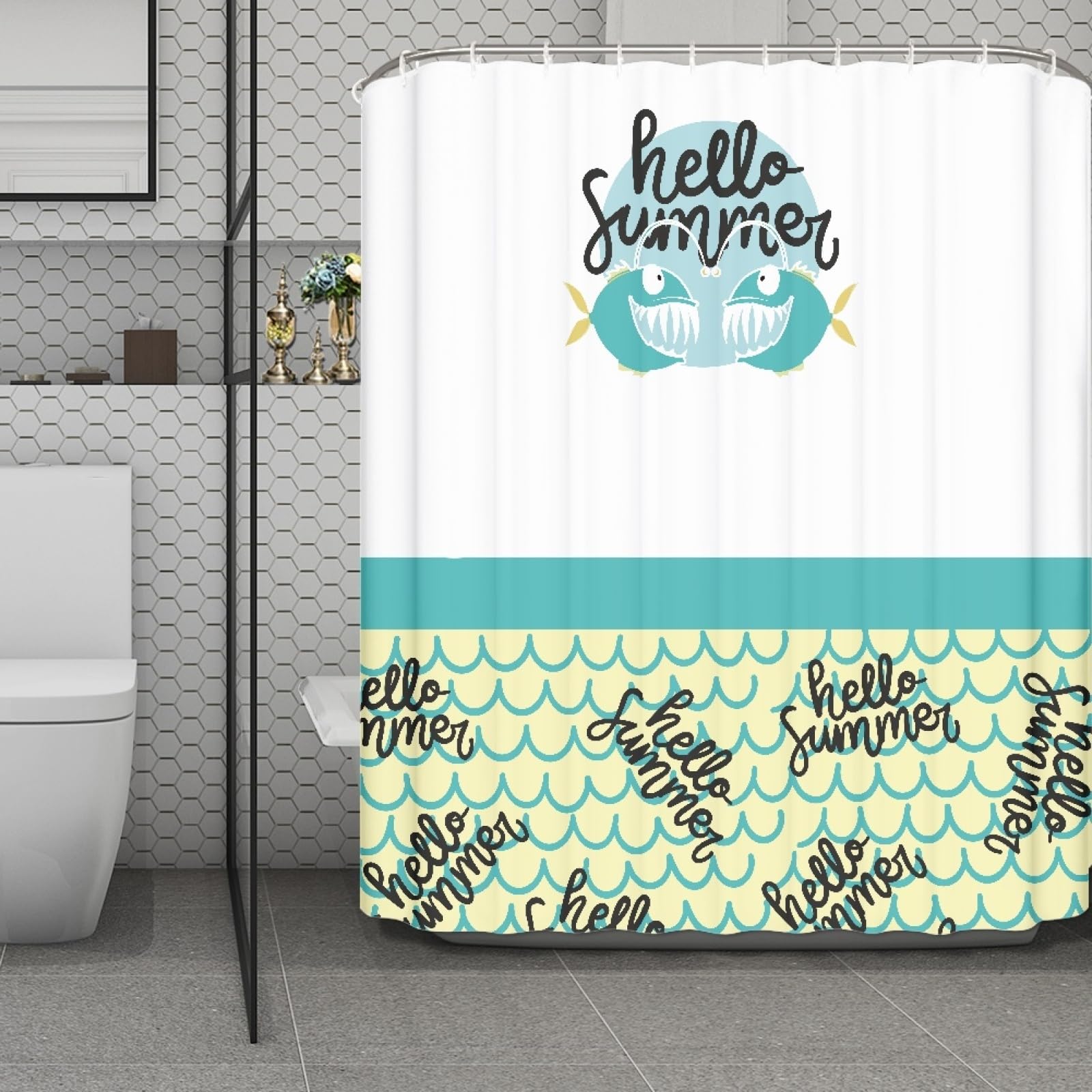 Rideau de douche 200x240 imperméable et grand rideau baignoire séchage rapide