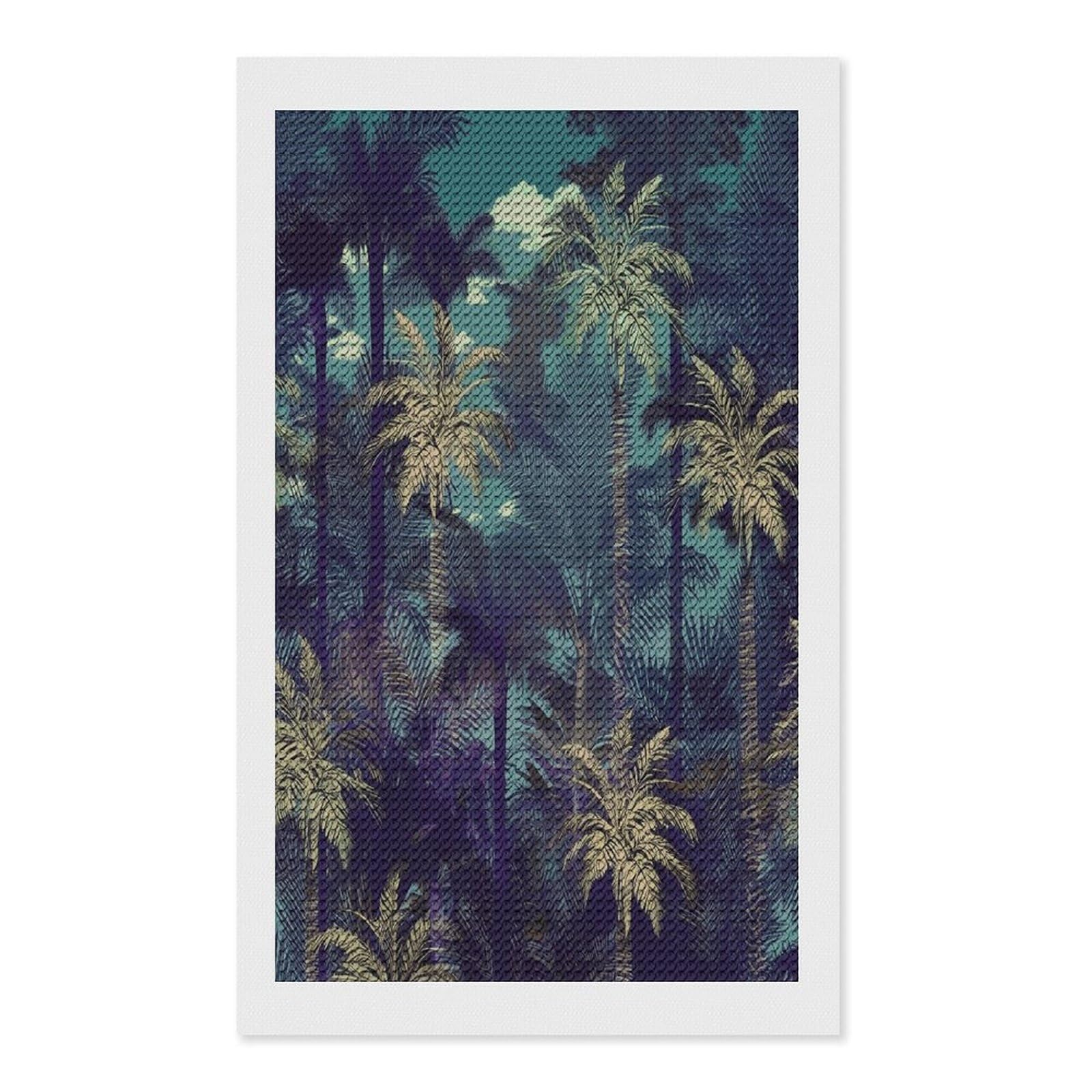FekiLoot Fantasy Palm Tree Jungle Diamond Art Kits for Adults Diamond Painting Kits for Beginners DIY Diamond Art Kits Round Full Drill Diamond Dot Gem Painting for Home Wall Decor Gift 12"x20"
