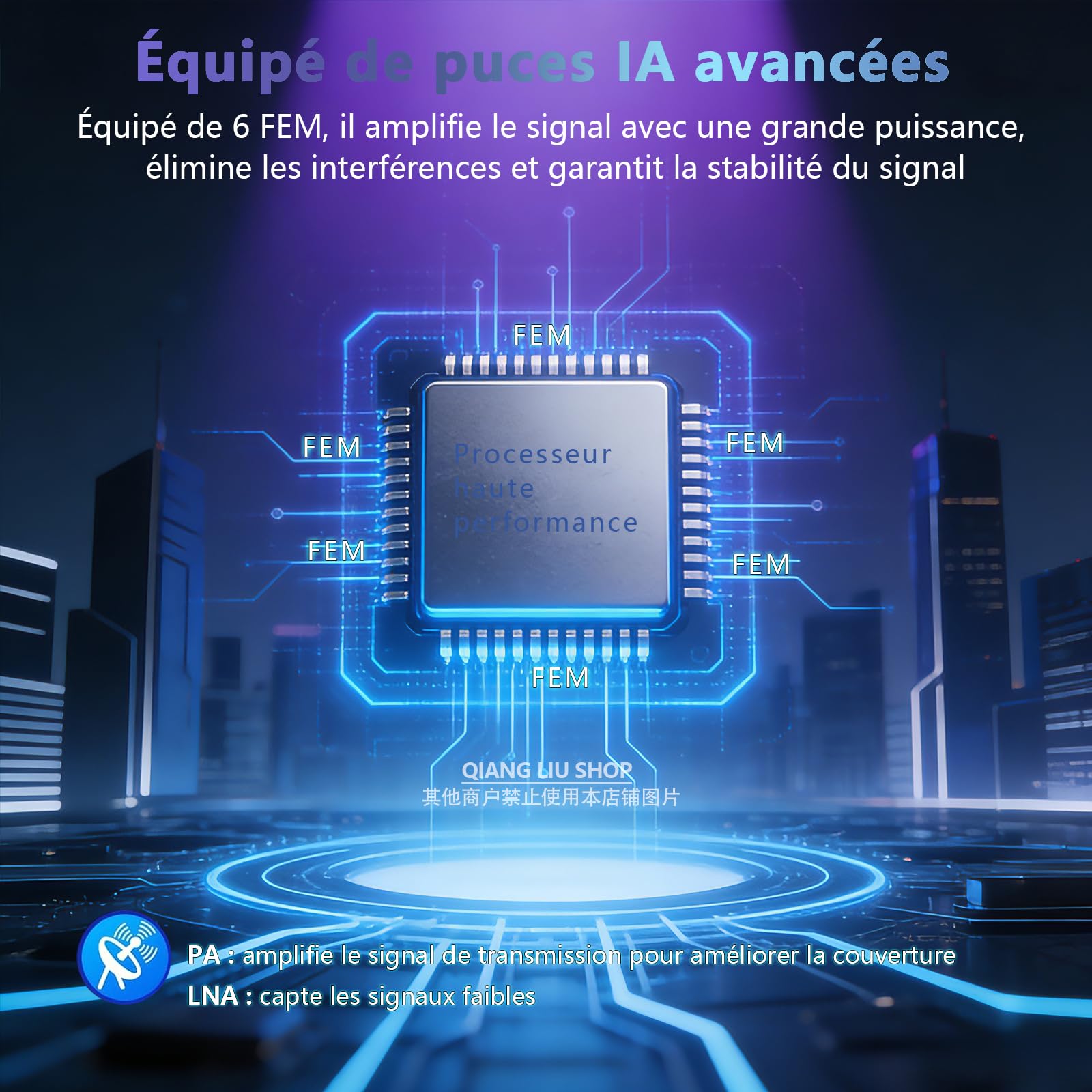 Répéteur D'intérieur WiFi 6 AC1200M(5+2,4) GHz Double Bande, 6 Antennes 2 Ethernet Ports Offrant Une Pénétration du Signal Ultra-puissante à 360° à Travers Les Murs, Bureau Famille