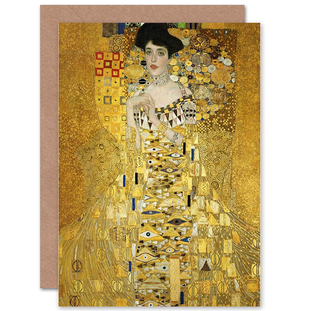Gustav Klimt Portrait Of Adele Bloch Bauer Blank Greeting Card With Envelope