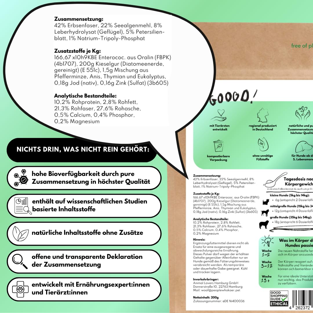 people who kaer Zahn Frische Pulver für Hunde, 3 x 200g – 2-in-1 Zahnpasta & Ergänzungsfutter, Zahnpflege Hund, unterstützt bei Maulgeruch & Zahnstein, Zahnpulver Hund, Hundezahnpasta
