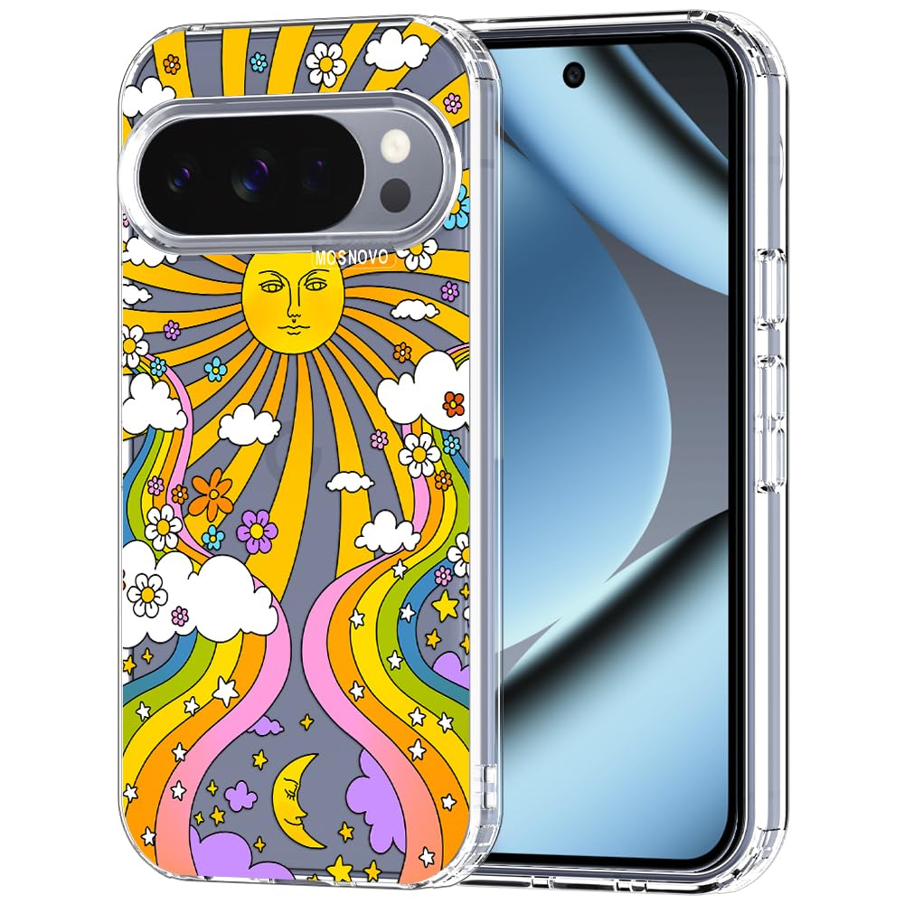MOSNOVO Case for Google Pixel 9 & Pixel 9 Pro, [Buffertech 6.6ft Military-Grade Drop Protection] [Anti Peel Off Tech] Clear TPU Bumper Phone Case Cover Design - Great Wave — view 99
