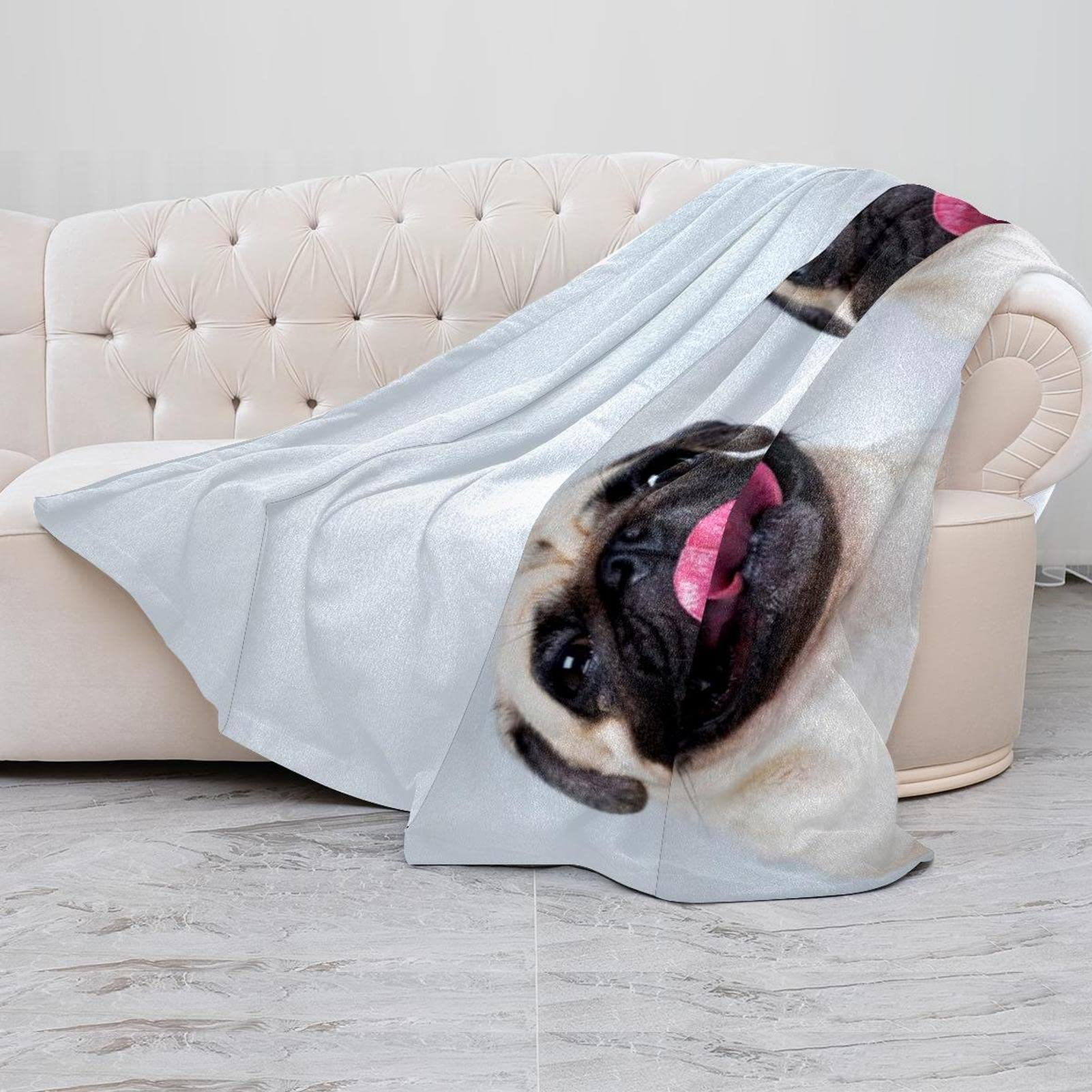 Manta de forro polar con diseño de perro y cachorro