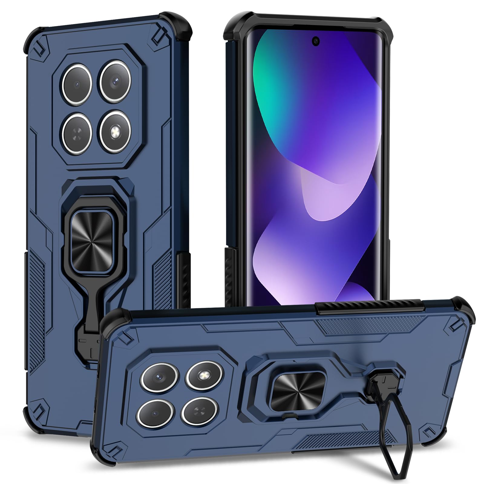 Funda para Samsung Galaxy A13 4G con Cristal Templado Protector Pantalla, Carcasa Antigolpes con Soporte anular metálico, Case Protectora de Grado Militar, Negro — view 156
