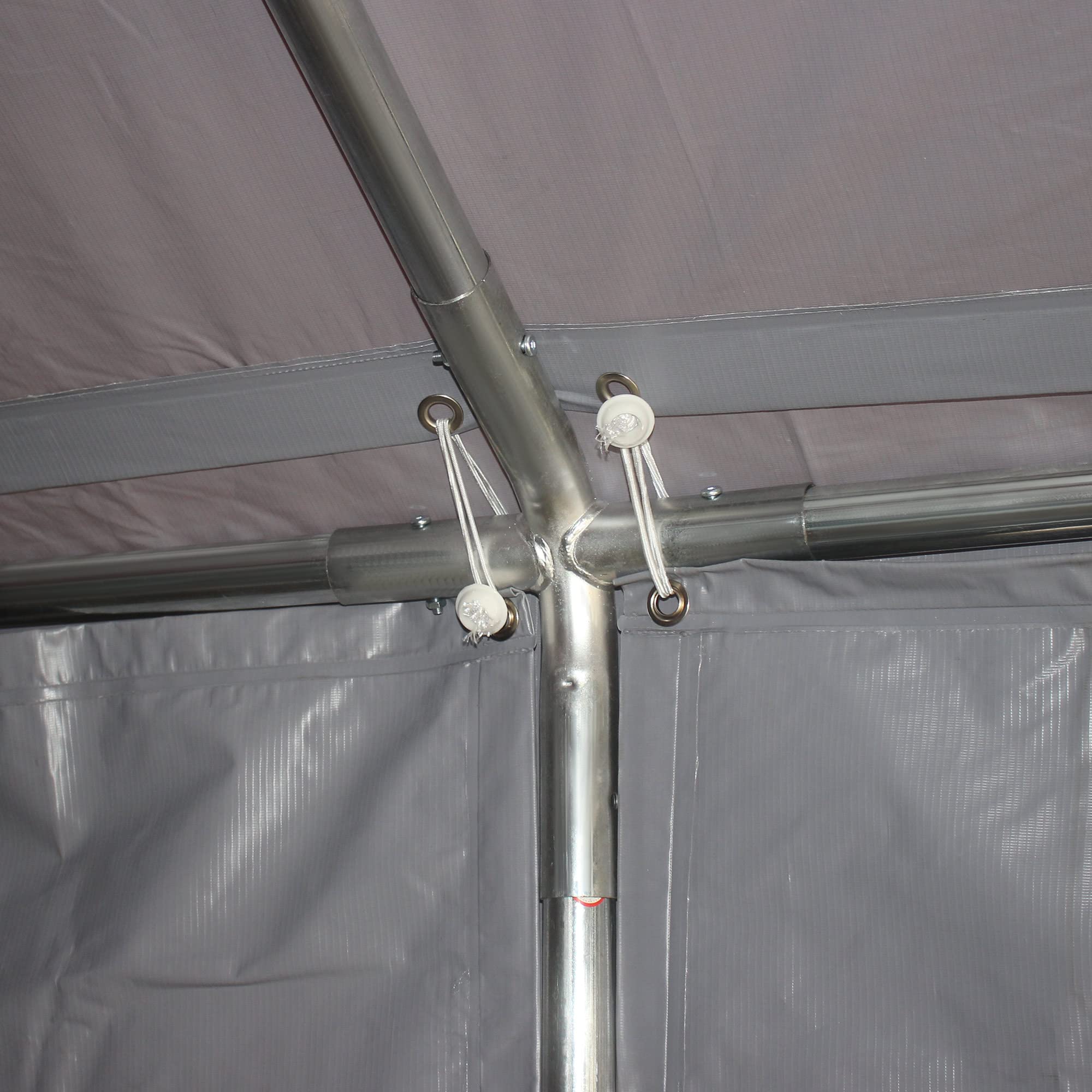 Outsunny Garage Auto Esterno 8x4m Porte Cerniera Tettoia Pannelli Removibili Telaio Acciaio Grigio Scuro