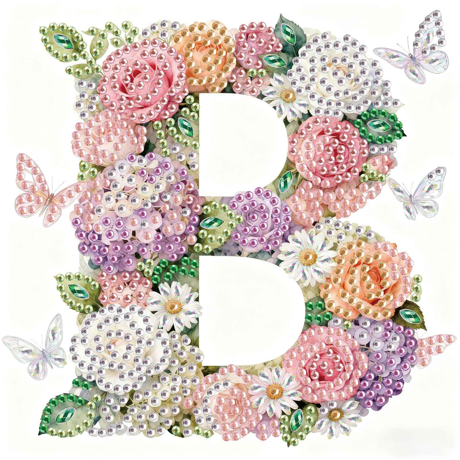 5D Diamond Art Kits - Floral Alphabet Designs -27