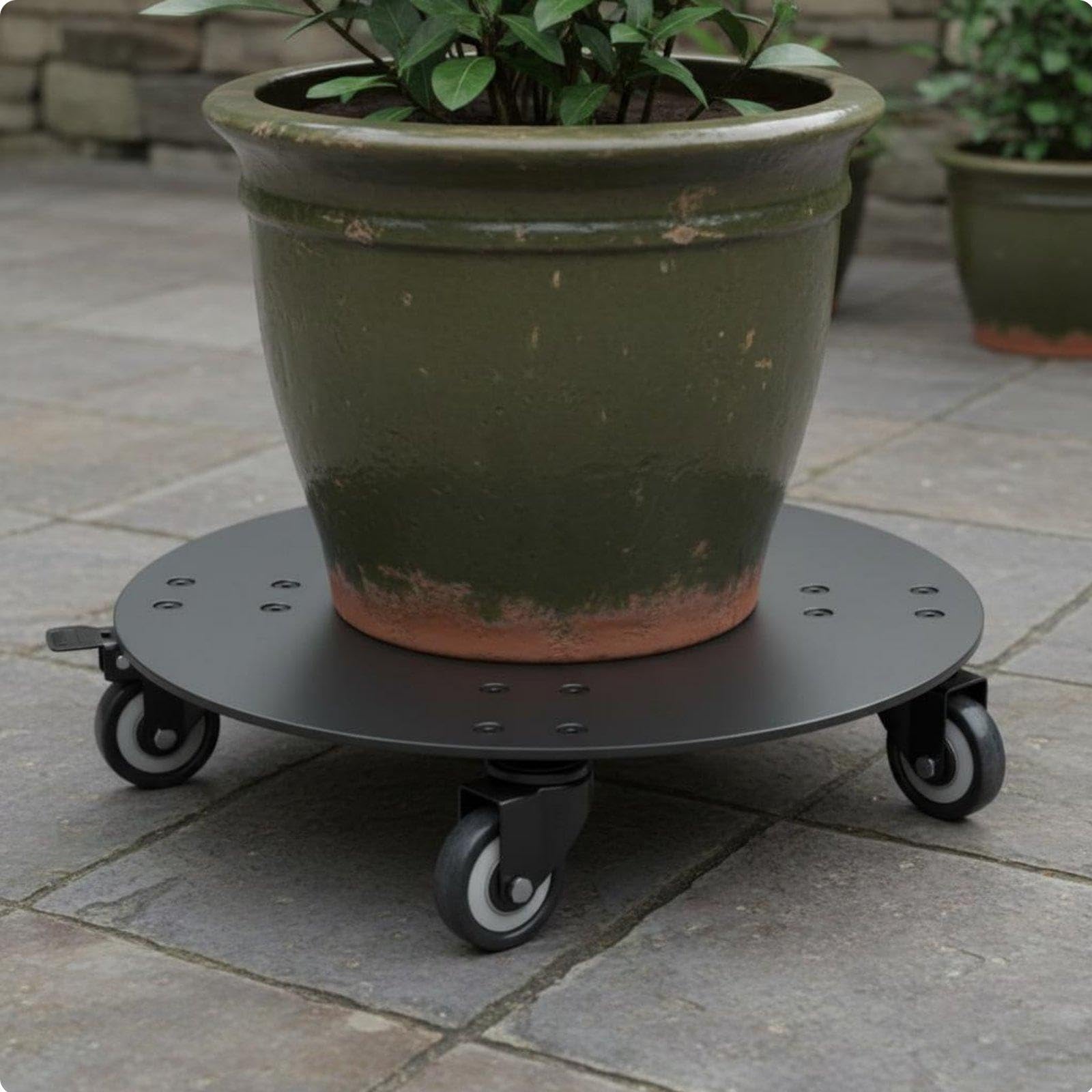 Rolling Plant Stand Lockable Casters Heavy Duty Plant Trolley 500Lbs Load Capacity Wheeled Planter Base for Gardeners, Patio, Balcony 14IN-image-33