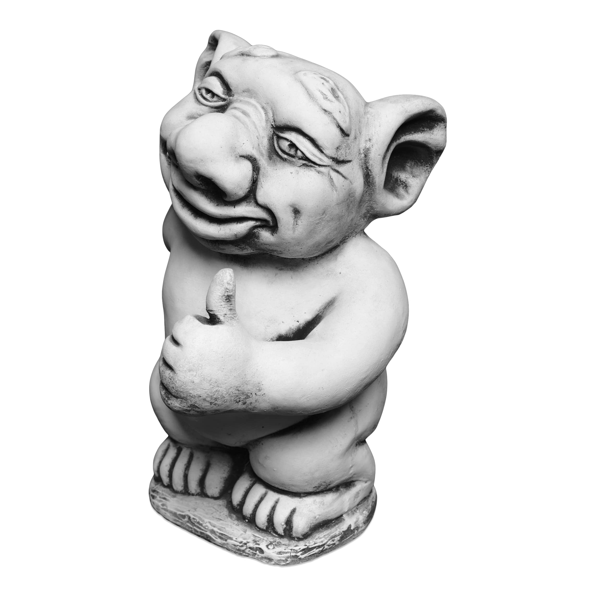 gartendekoparadies.de Massive Steinfigur XXL Troll Alles Prima! H. 37 cm, 16 kg Gnom Wichtel Kobold aus Steinguss Frostsicher Grau