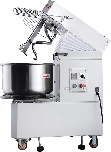 Hakka Commercial Dough Mixer 30 Qt Rising Spiral Mixer 2 Speed Food Mixer Machine Dual Rotating Dough Kneading Machine with Food-grade Stainless Steel Bowl, Security Shield & Timer-380V/50Hz Phase 3