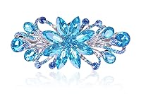 Vista 10 de Pasador de cabello con diseño de flores y joyas de lujo con cristal, también perfecto como regalo del Día de la Madre para mamá (Azul Oscuro)