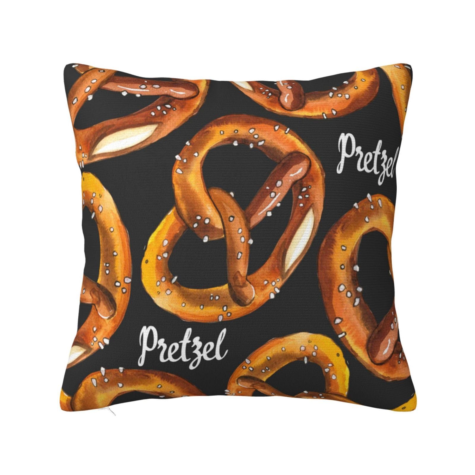 Delicious Pretzel,Hidden Zip Pillowcase,Polyester Cushion Covers Pillow Cover,Double Sided Printing Decorative Throw Pillowcase