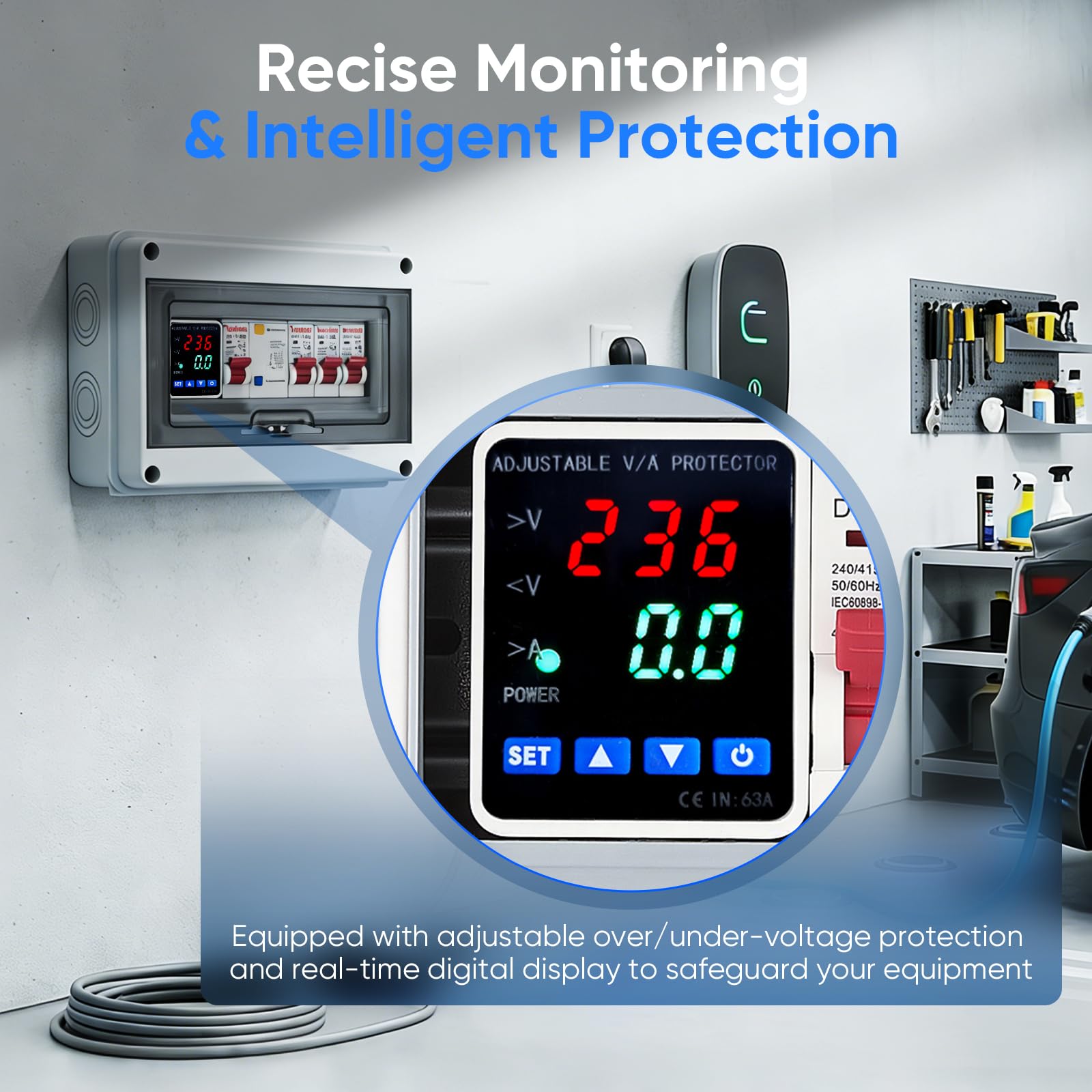 Quadro Portafusibili Parete, Quadro Distribuzione Parete IP65 Sezionatori AC 32A 16A 10A Quadro Distribuzione Dell'alimentazione Interruttore Automatico 63A Per Uso in Officina e Domestico