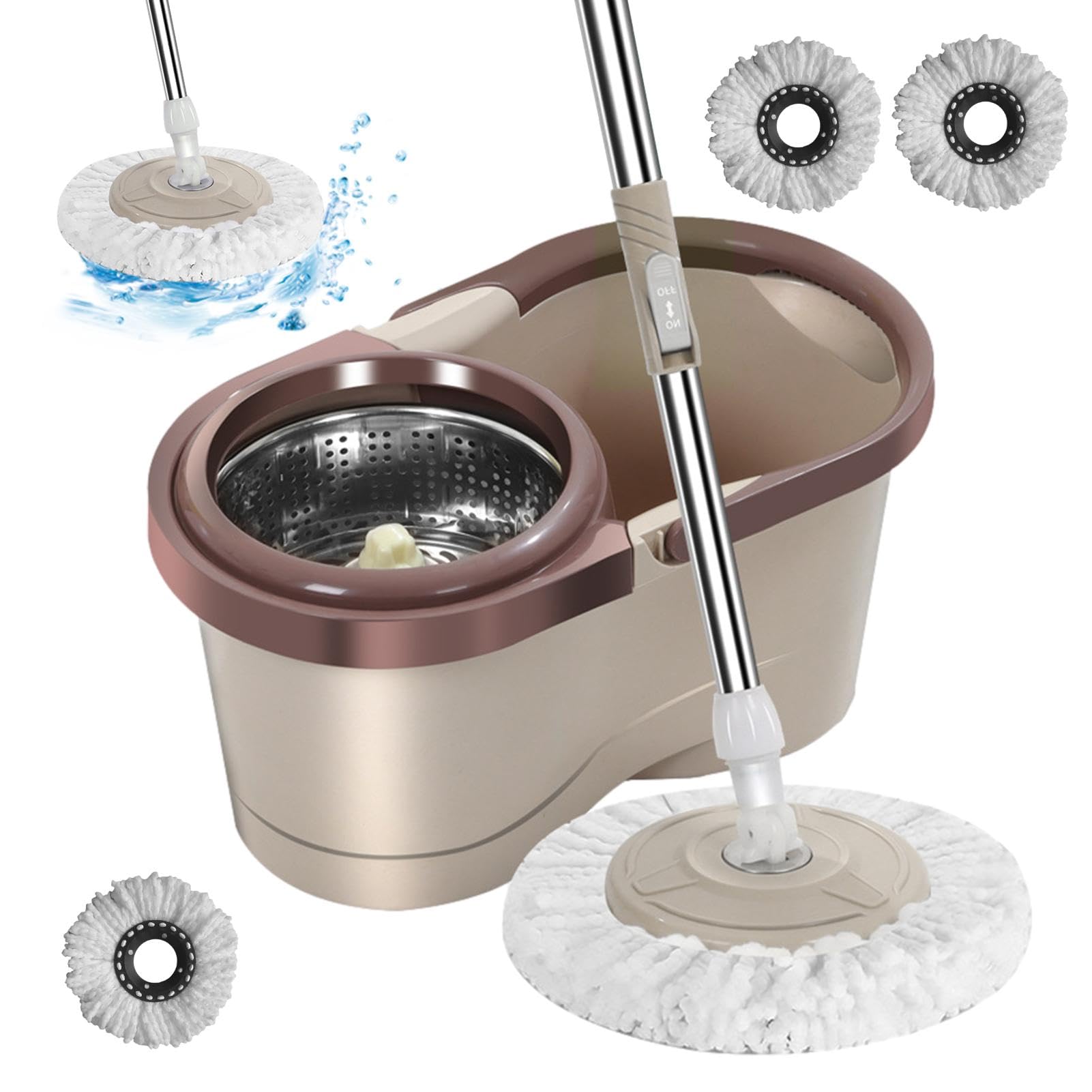 Rinse Clean Spins Mop & Secchio - secchio per con strizzatore | Secchio strizzatore per | Secchio per domestico | Mop e secchio a 360 giri | automatico con secchio |