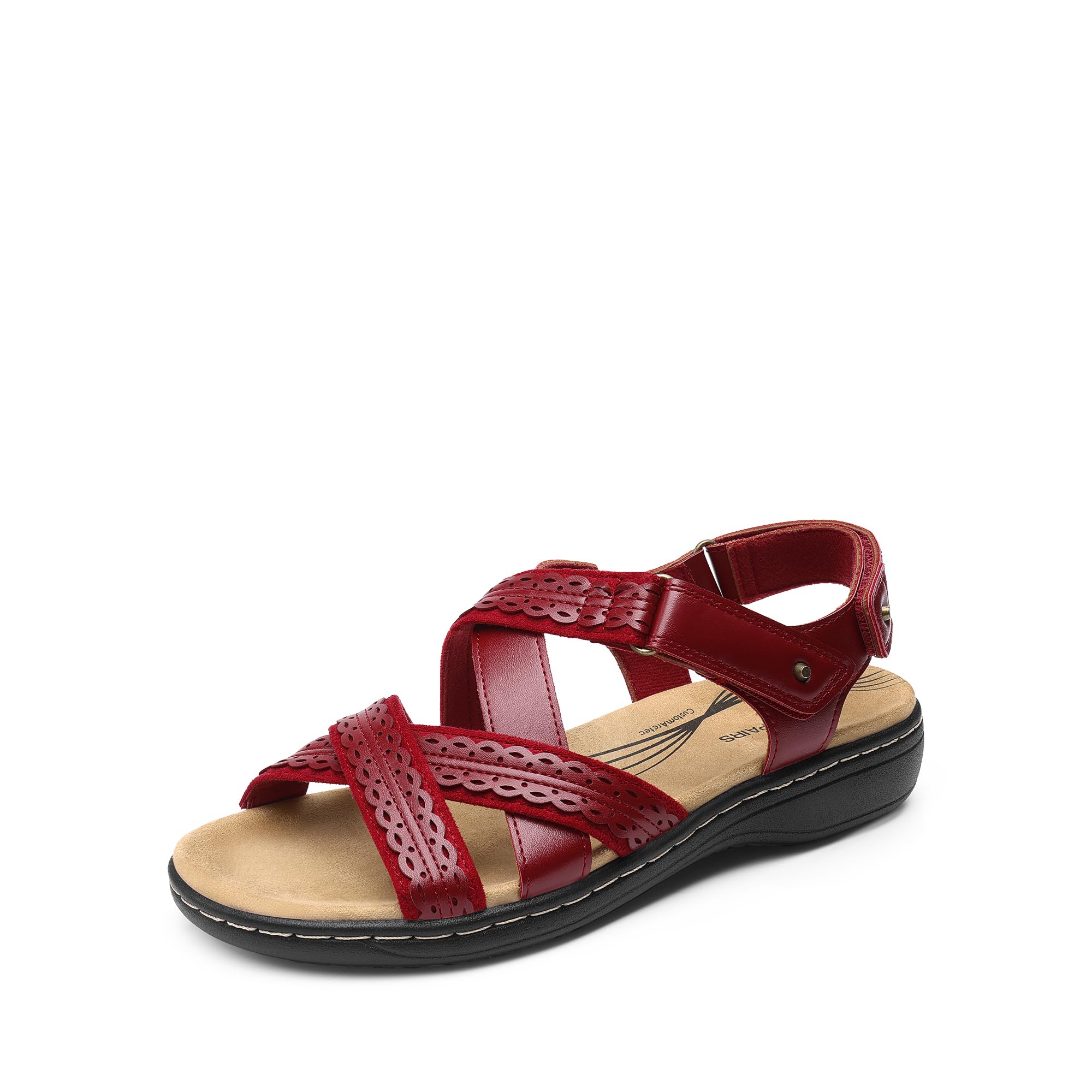 DREAM PAIRS Sandali da donna con supporto dell'arco plantare comodo aperto Toe Dress Flats Sandali da passeggio per l'estate