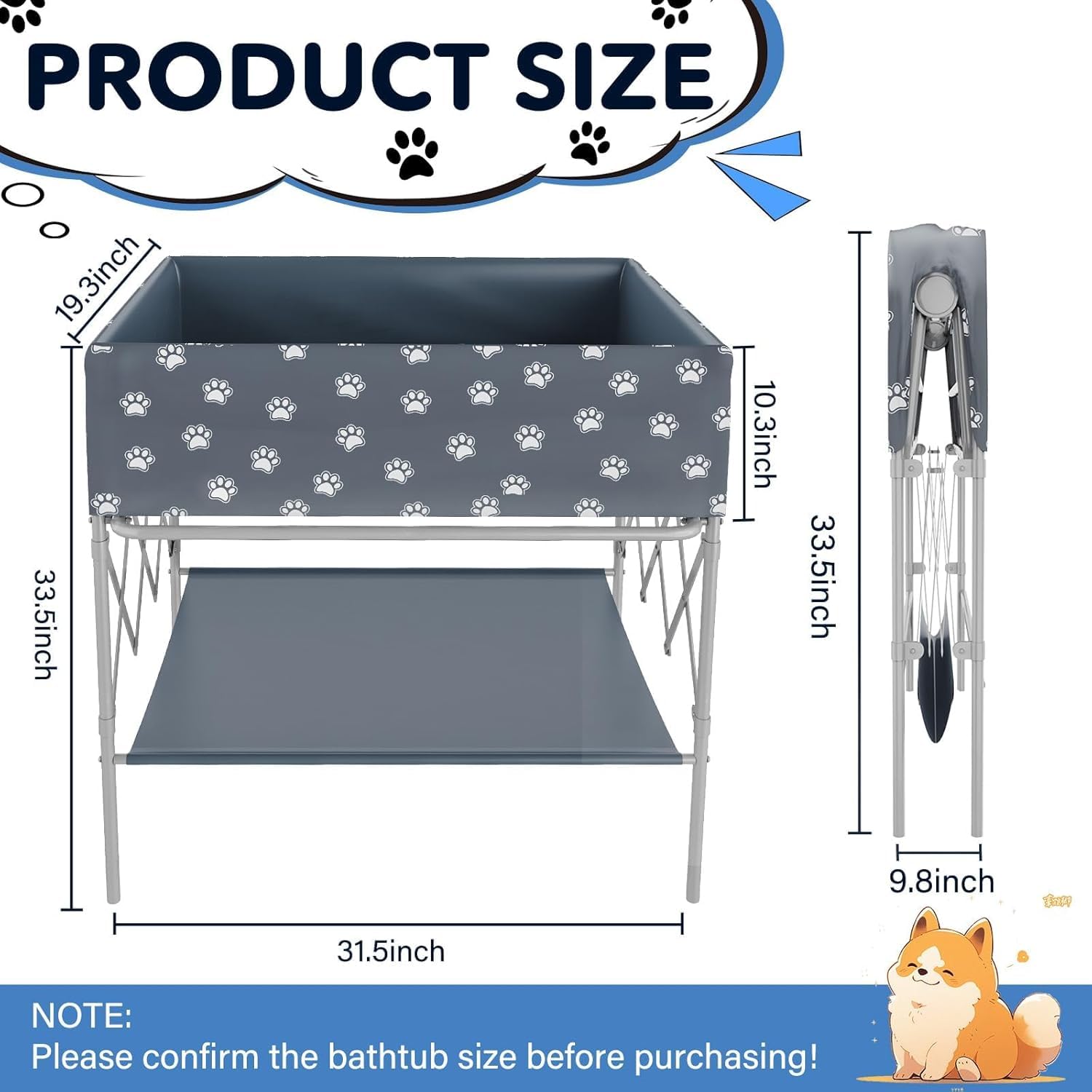 Bañera y bañera para perros plegable para bañarse, duchas y cuidados, piscina para perros en casa con mucho espacio, adecuada para perros domésticos pequeños, medianos y grandes, para