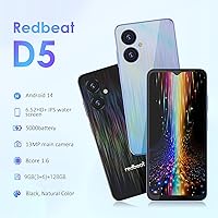 Vista 2 de redbeat Teléfonos celulares Android 14 desbloqueados, procesador de 8 núcleos de 1.6 GHz 6.52 pulgadas IPS, 5000mAh, 9GB RAM 128GB ROM expandible