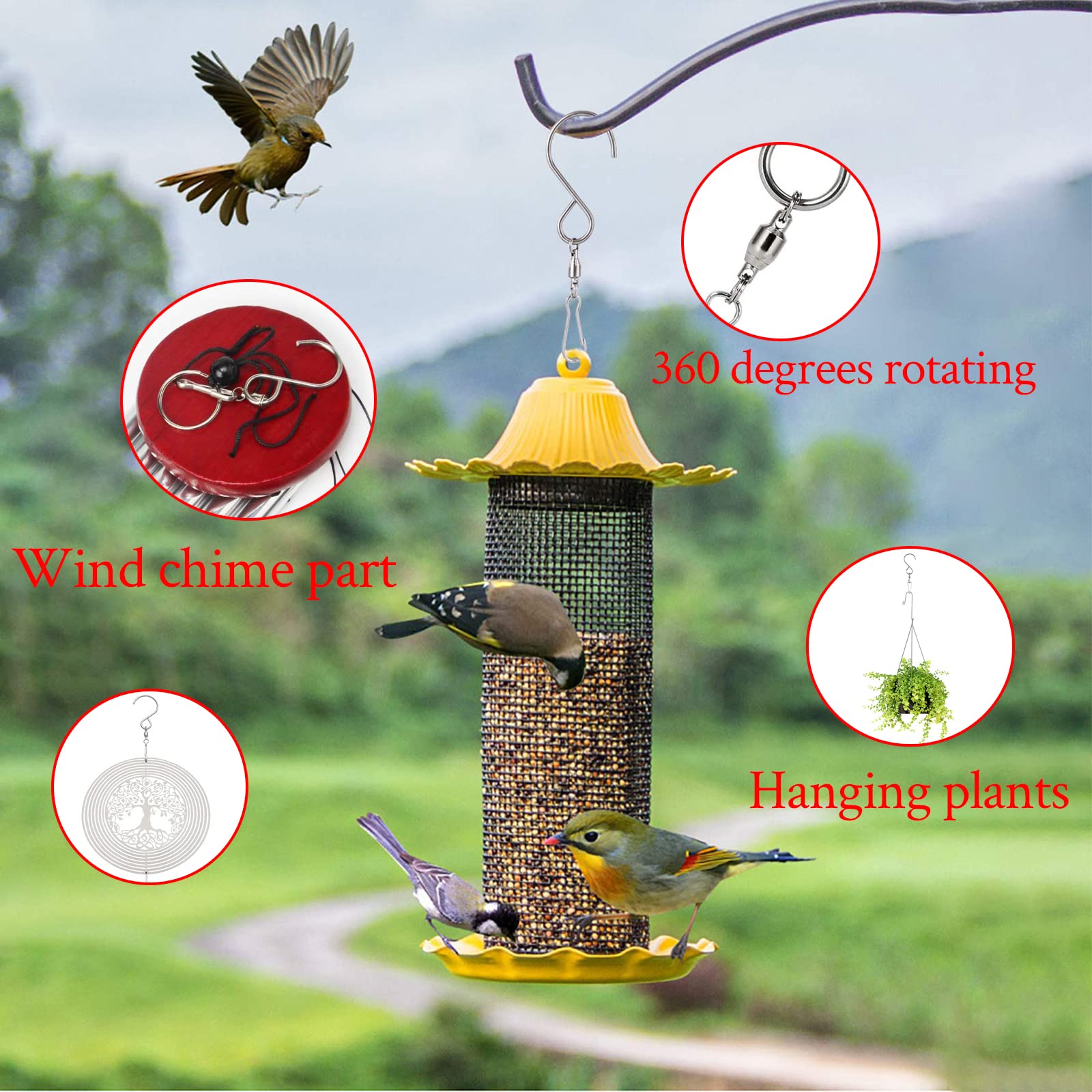 Jetec Lot De 30 Crochets Pivotants à 360 Degrés Pour Manche à Air - Crochets De Suspension Avec Boîte De Rangement - 2 Styles (couleur Métal, 30 Pièces