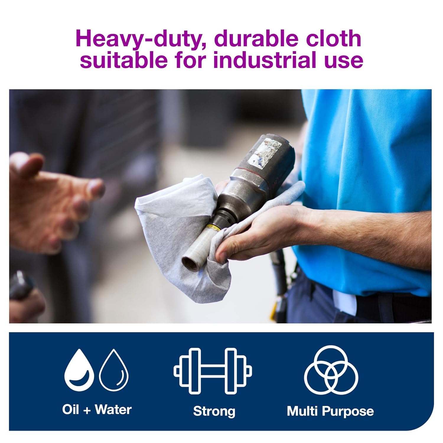 Tork Heavy Duty Cleaning Cloth White , 1/4 Folded, 6 x 50 Cloths, 5301505