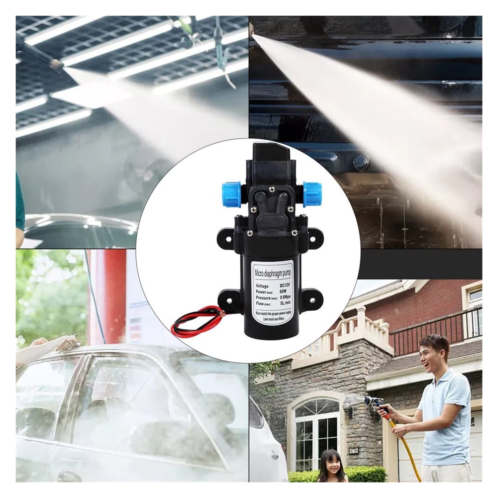Mini Bomba pequeña 12V 60W 5L/min Agricultura Bomba de Agua eléctrica Micro Diafragma de Alta presión
