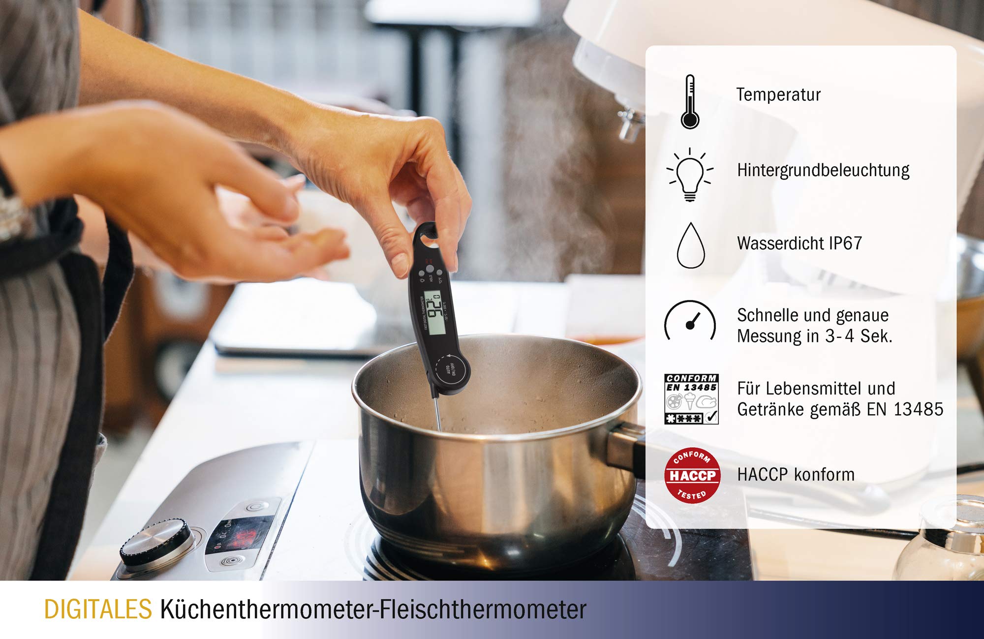 Termometro Digitale Da Cucina TFA Dostmann - Sonda Lunga 105mm, Impermeabile IP67 | Per Alimenti