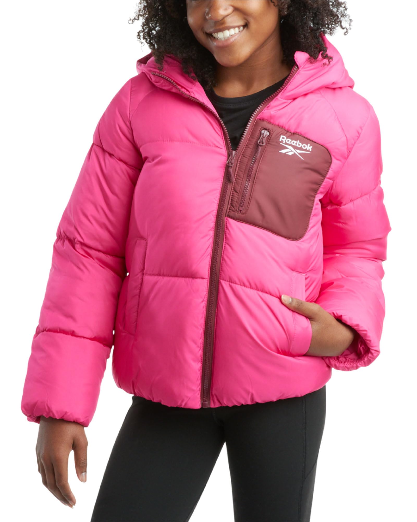 ReebokGirls Winter Jacket - Heavyweight Quilted Puffer Parka Coat - Weather Resistant Windbreaker Ski Jacket for Girls, 4-16