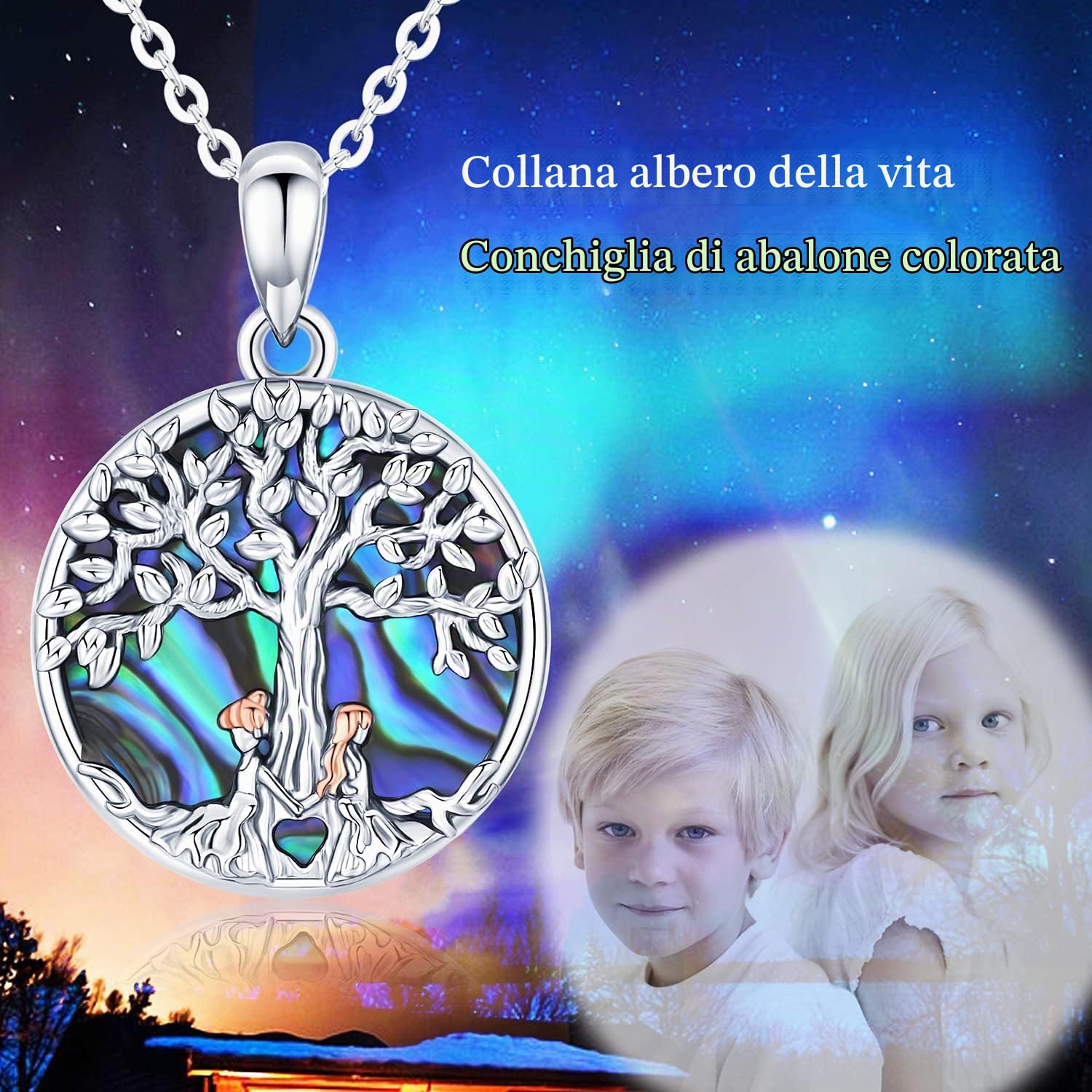 Collana con ciondolo sorelle in argento sterling Sempre mia sorella per sempre mia amica, collana con cuore albero della vita Collana con ciondolo fiore in oro per donna
