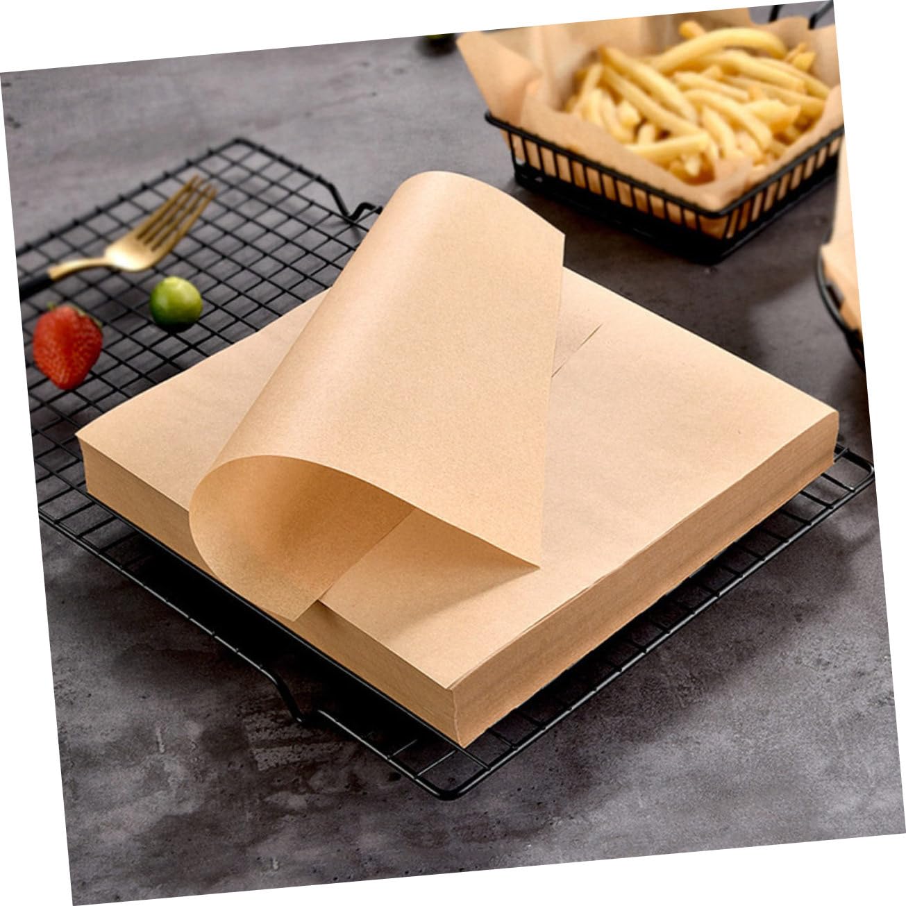 Papier Antiadhésif 500 Feuilles en Kraft Kaki pour Cuisson