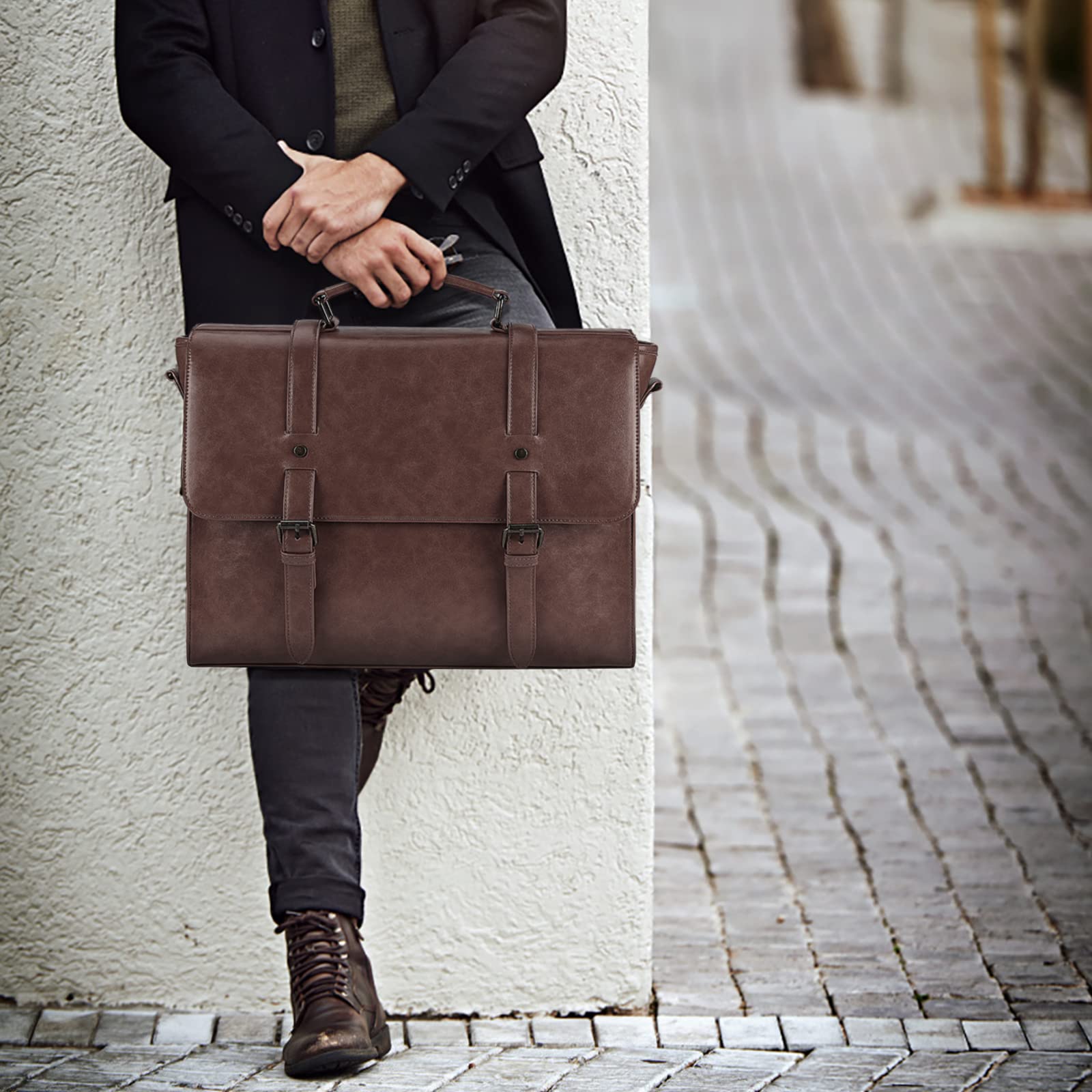 Lubardy Men's Laptop Bag 15.6 Inches Waterpoof Computer Notebook Bag Shoulder Bag Messenger Briefcase Work School Office - Dettaglio