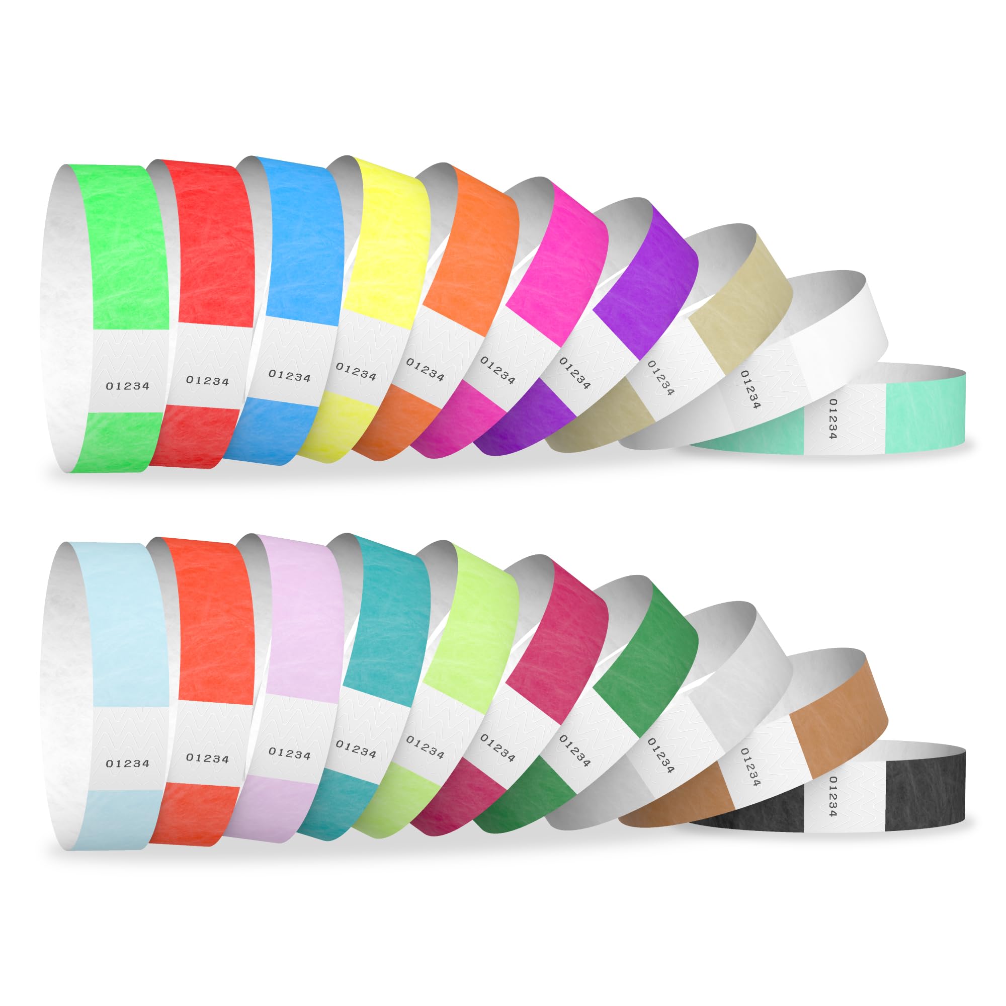200 WristCo Tyvek Wristbands for Events, 20-Color Variety Pack – Tamper-Proof Design Prevents Reuse – Premium-Grade Bracelets for Hospital & Medical ID, Party, VIP Identification