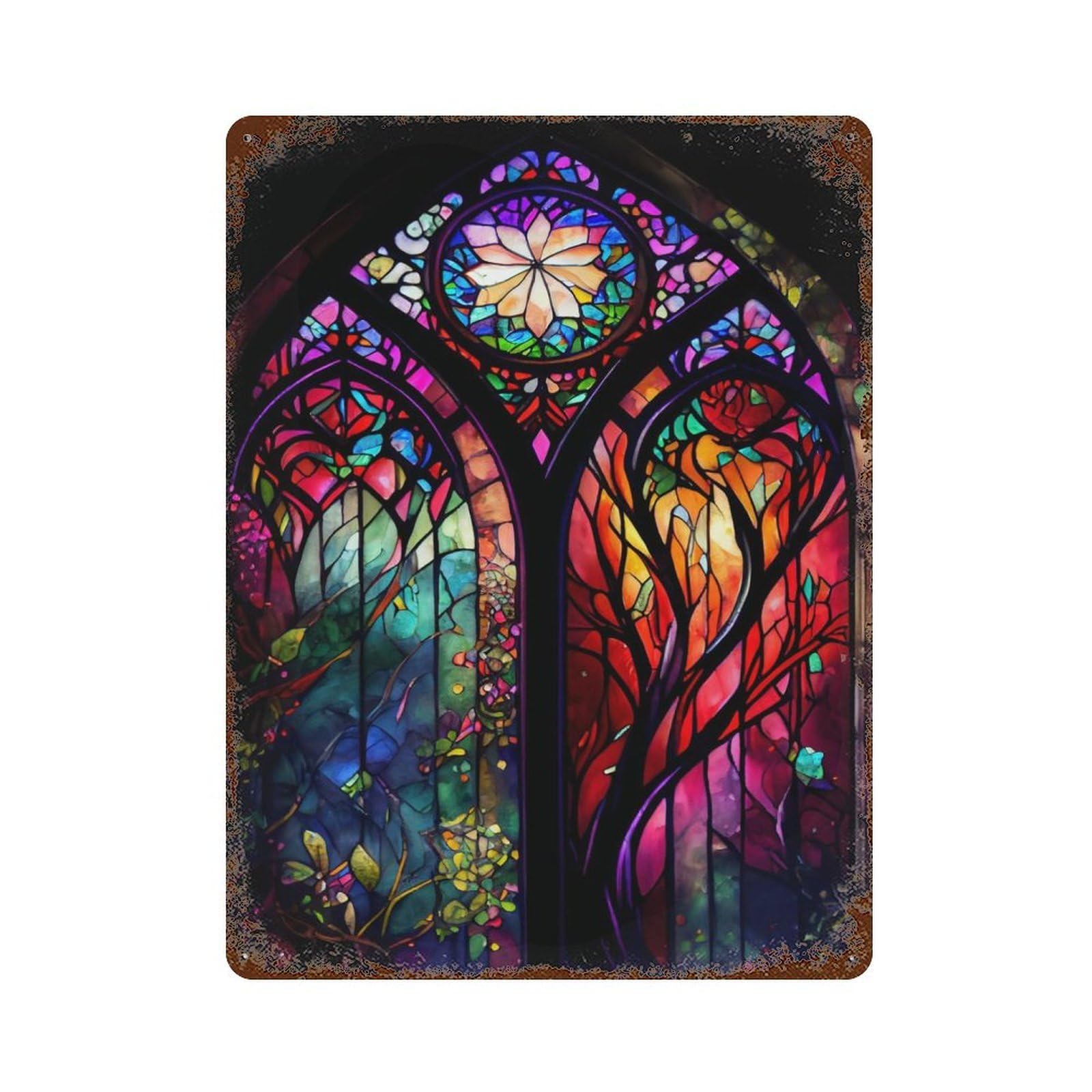 Church of Seasons Vintage Rust Metal Sign 15.7"x11.8", Classic Wall Plaque for Basement, Hobby Room And Garage Decor