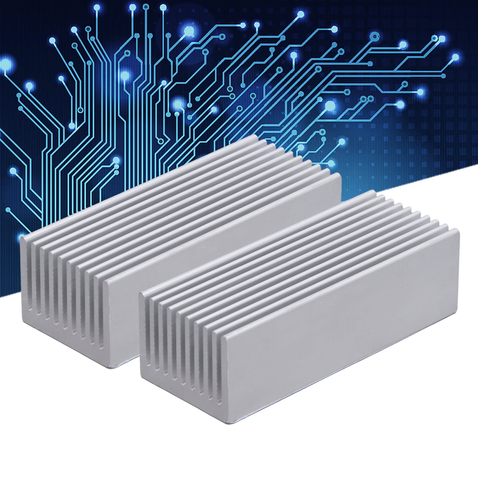 Dissipatore di calore in alluminio 100x40x30 mm, ampia superficie, anticorrosione per schede elettroniche (senza adesivo)