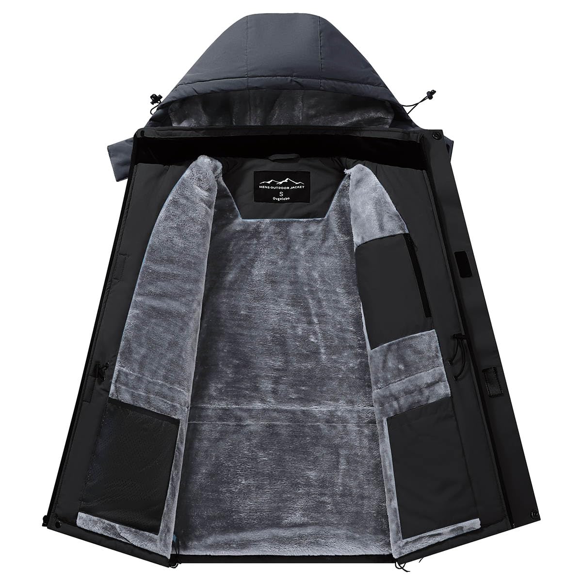Ougelebo Wind- und Wasserdichte Winterjacke Herren Warme Skijacke Gefütterte Outdoorjacke mit Abnehmbarer Kapuze
